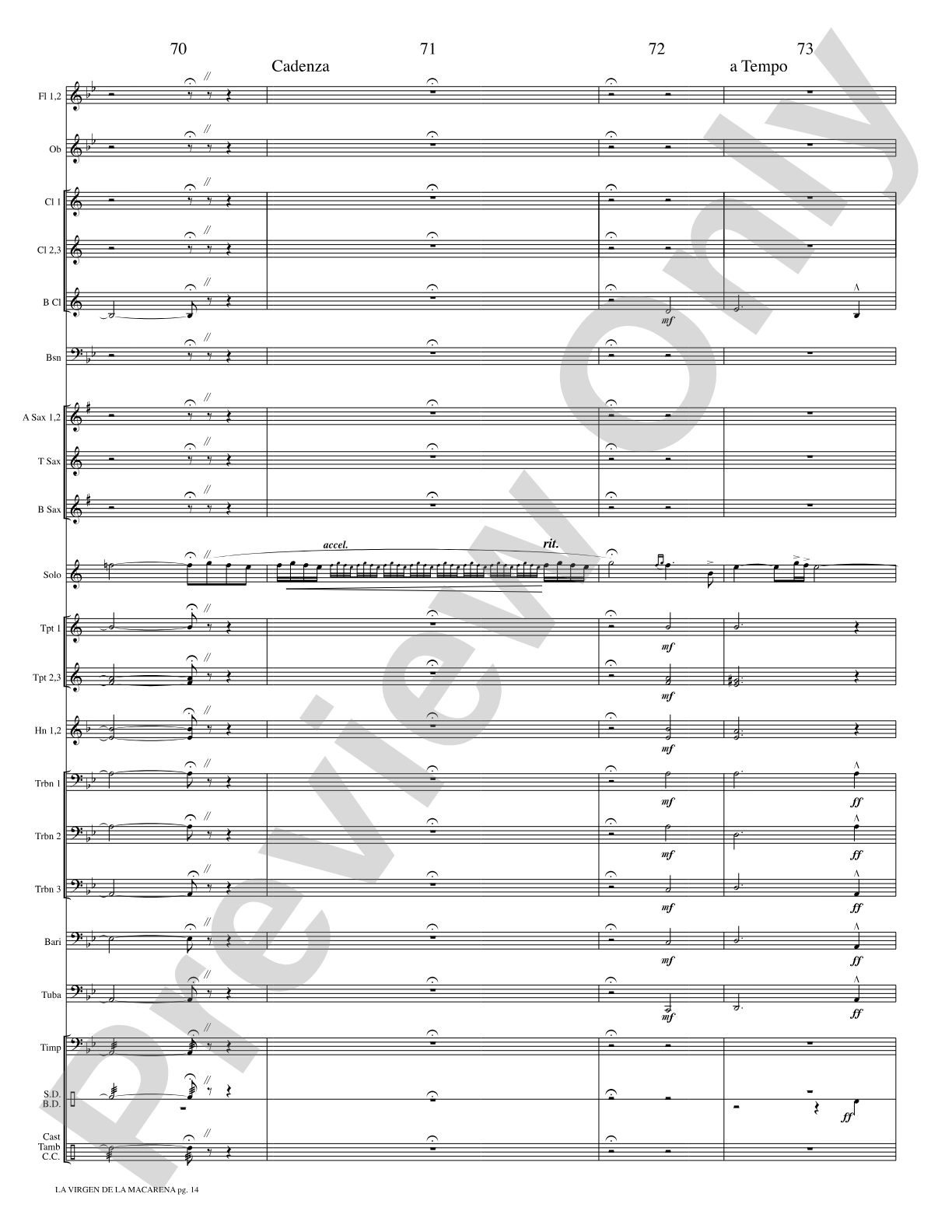 La Virgen de la Macarena (Solo Trumpet and Concert Band): Concert Band Conductor Score & Parts
