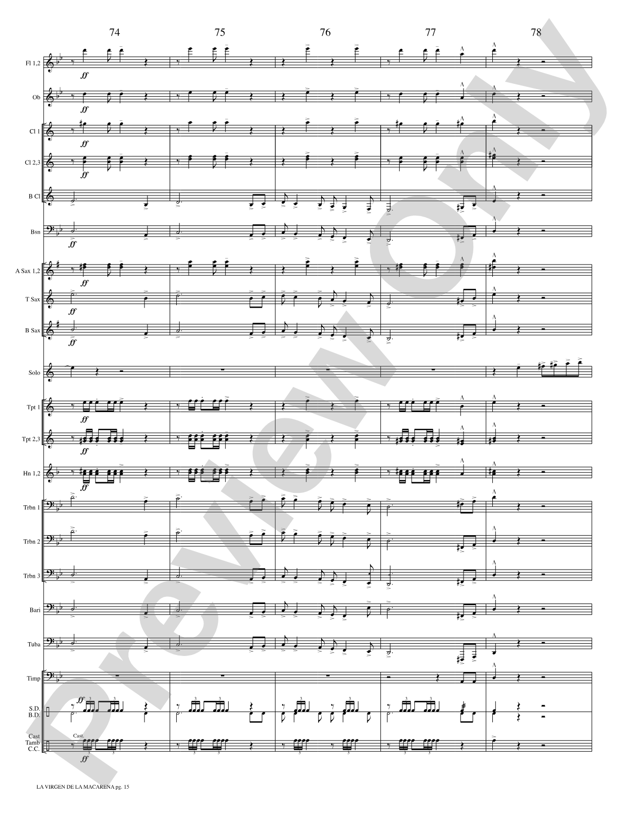 La Virgen de la Macarena (Solo Trumpet and Concert Band): Concert Band Conductor Score & Parts