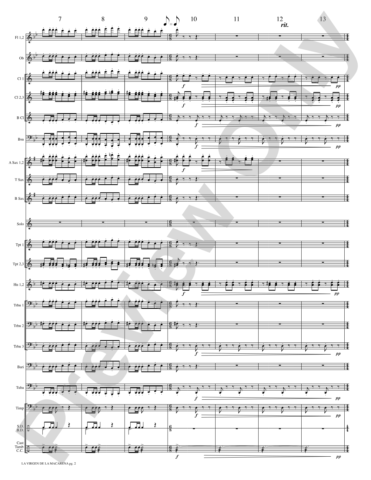 La Virgen de la Macarena (Solo Trumpet and Concert Band): Concert Band Conductor Score & Parts