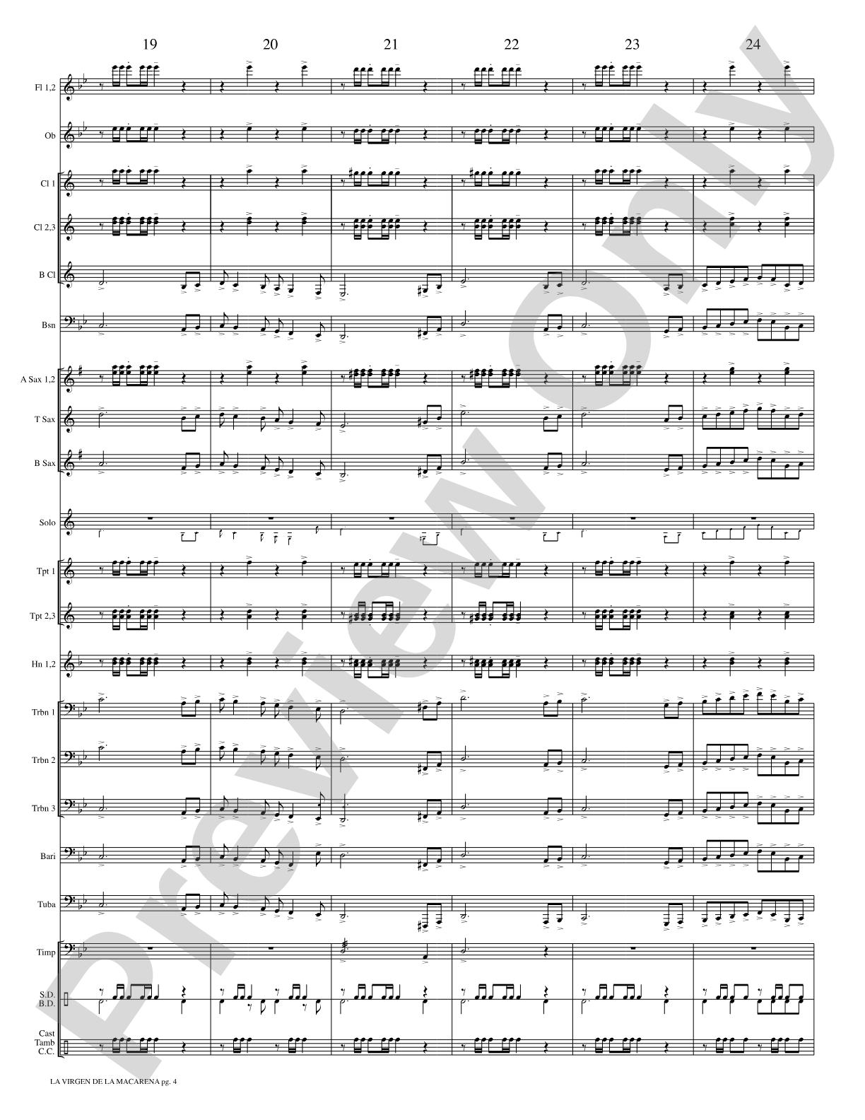 La Virgen de la Macarena (Solo Trumpet and Concert Band): Concert Band Conductor Score & Parts