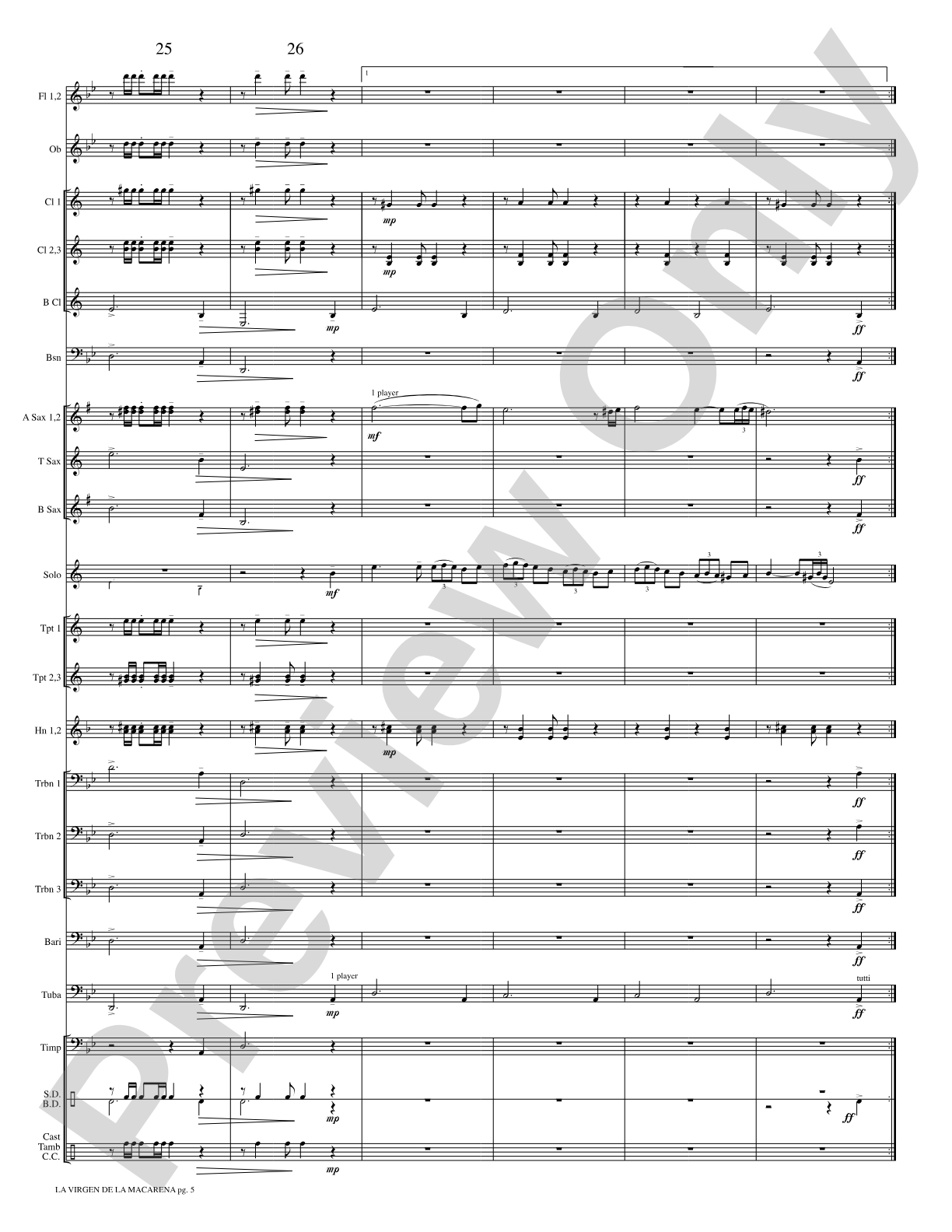 La Virgen de la Macarena (Solo Trumpet and Concert Band): Concert Band Conductor Score & Parts