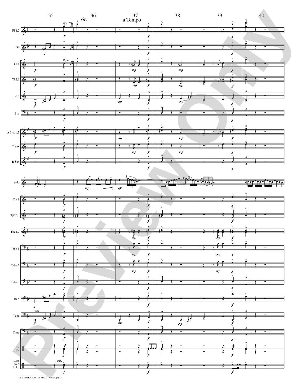 La Virgen de la Macarena (Solo Trumpet and Concert Band): Concert Band Conductor Score & Parts