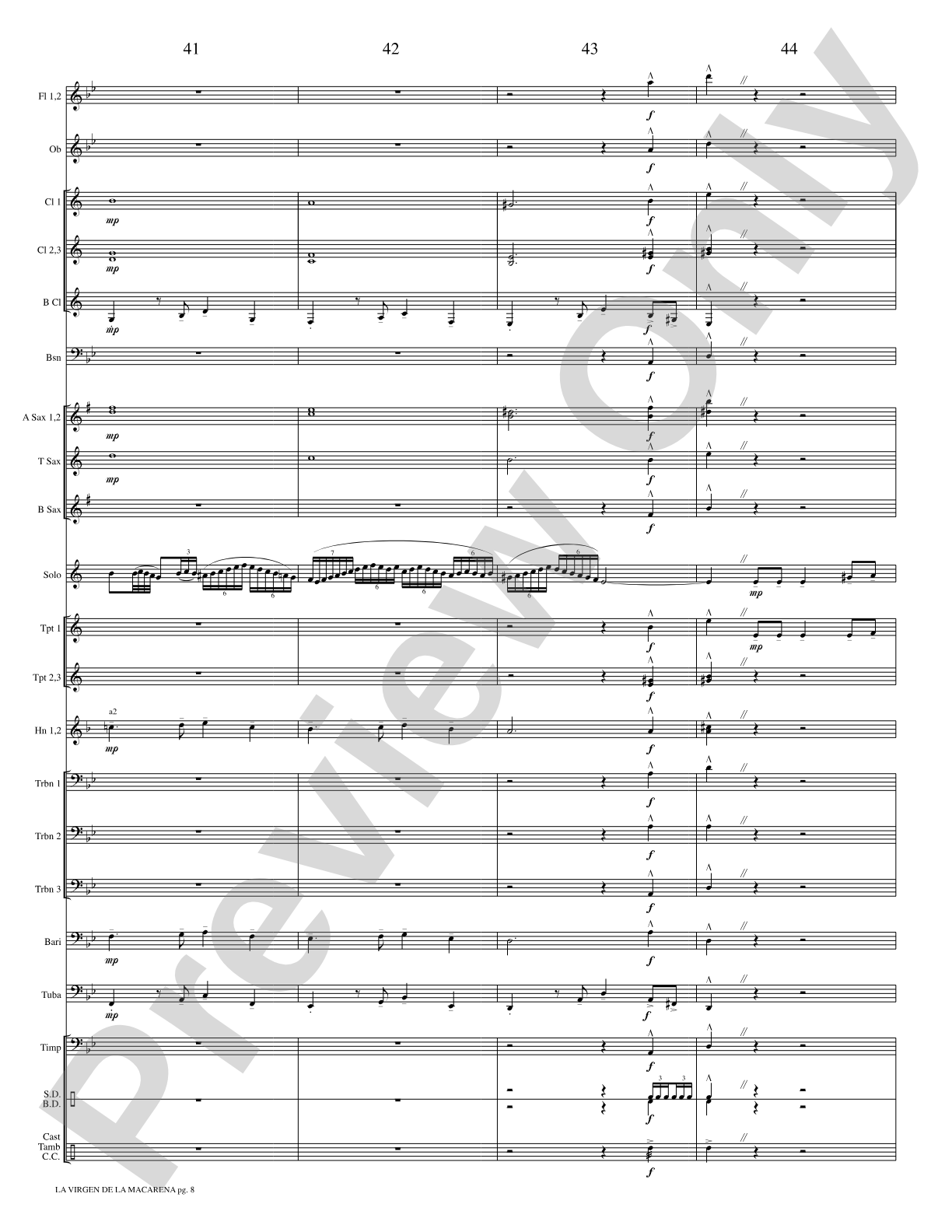 La Virgen de la Macarena (Solo Trumpet and Concert Band): Concert Band Conductor Score & Parts