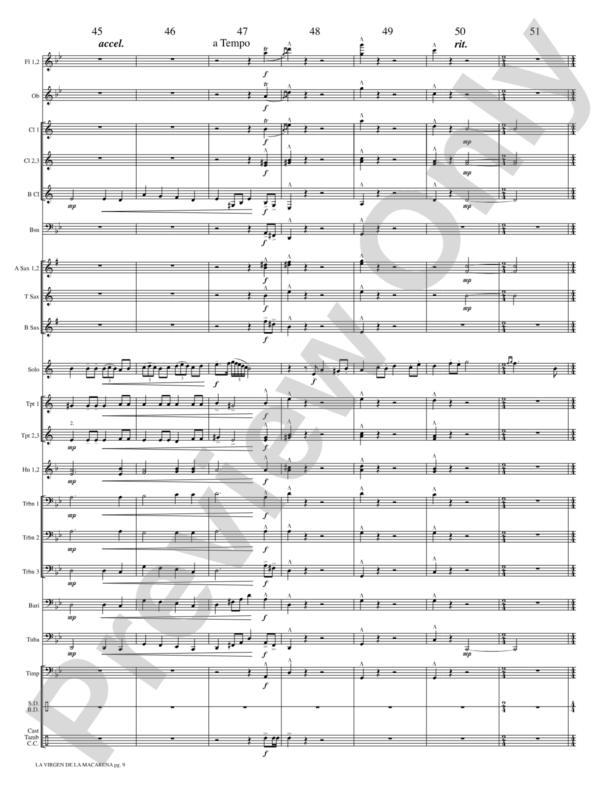 La Virgen de la Macarena (Solo Trumpet and Concert Band): Concert Band Conductor Score & Parts