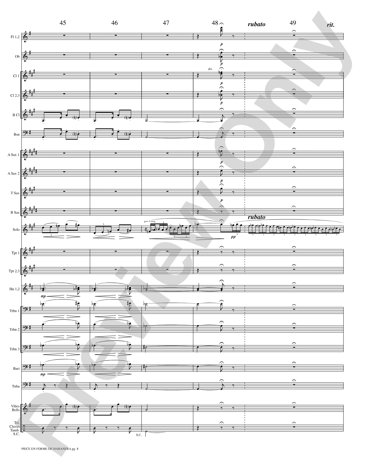 Piece en Forme de Habanera (Soloist and Concert Band): Concert Band Conductor Score & Parts