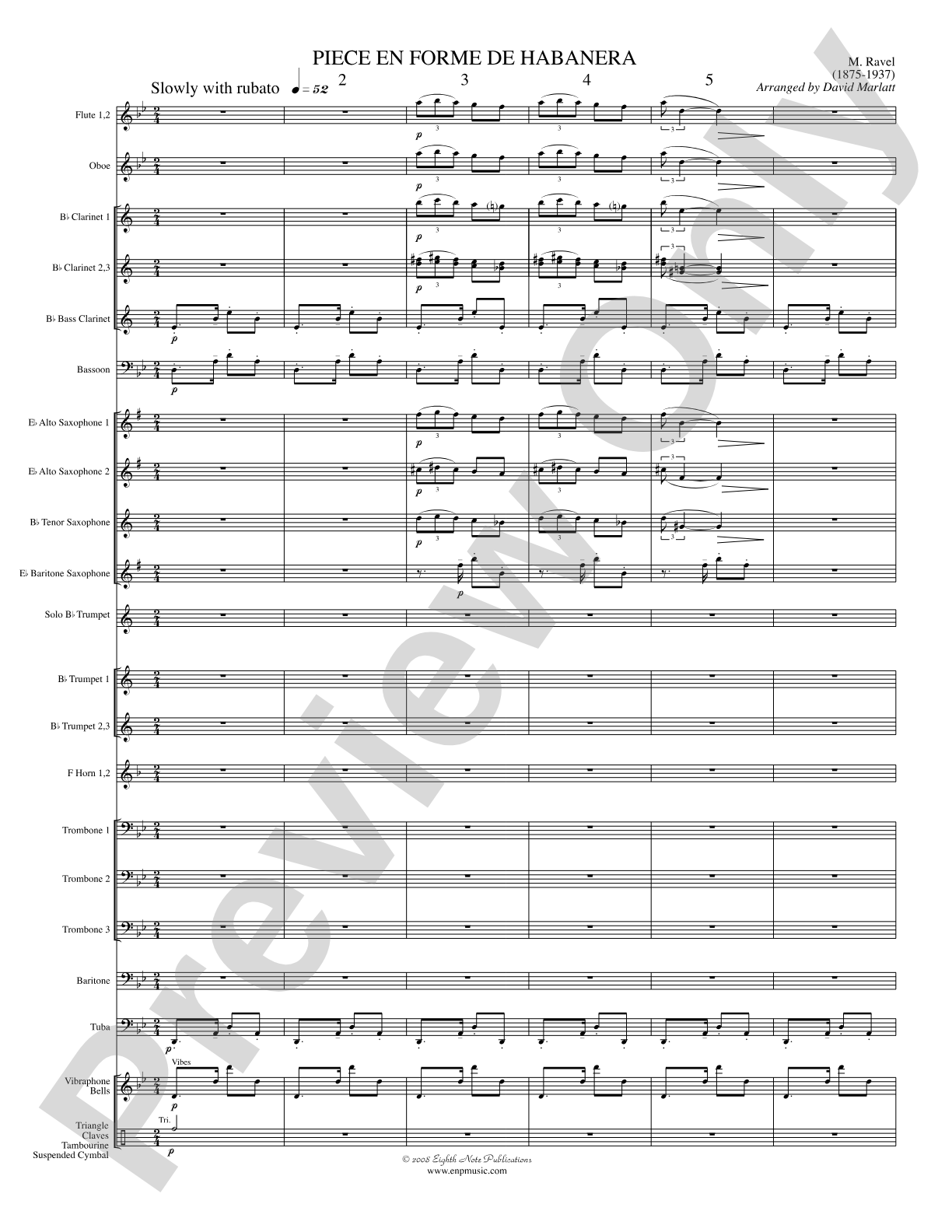 Piece en Forme de Habanera (Soloist and Concert Band): Concert Band Conductor Score & Parts