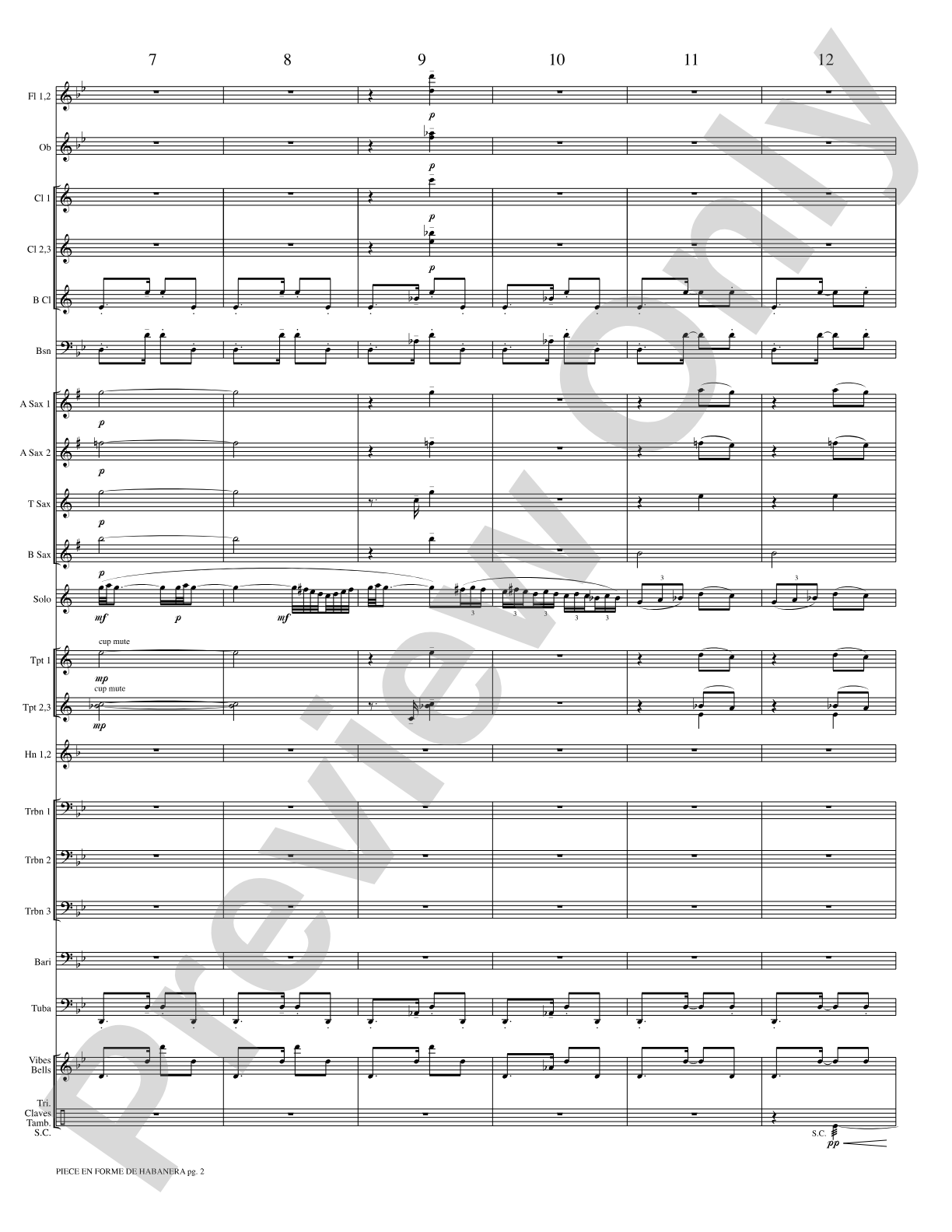 Piece en Forme de Habanera (Soloist and Concert Band): Concert Band Conductor Score & Parts