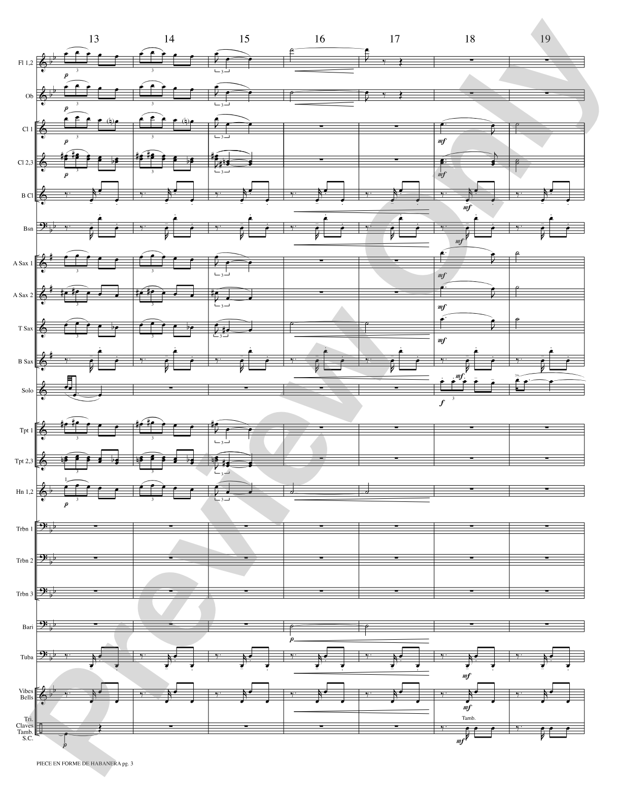 Piece en Forme de Habanera (Soloist and Concert Band): Concert Band Conductor Score & Parts