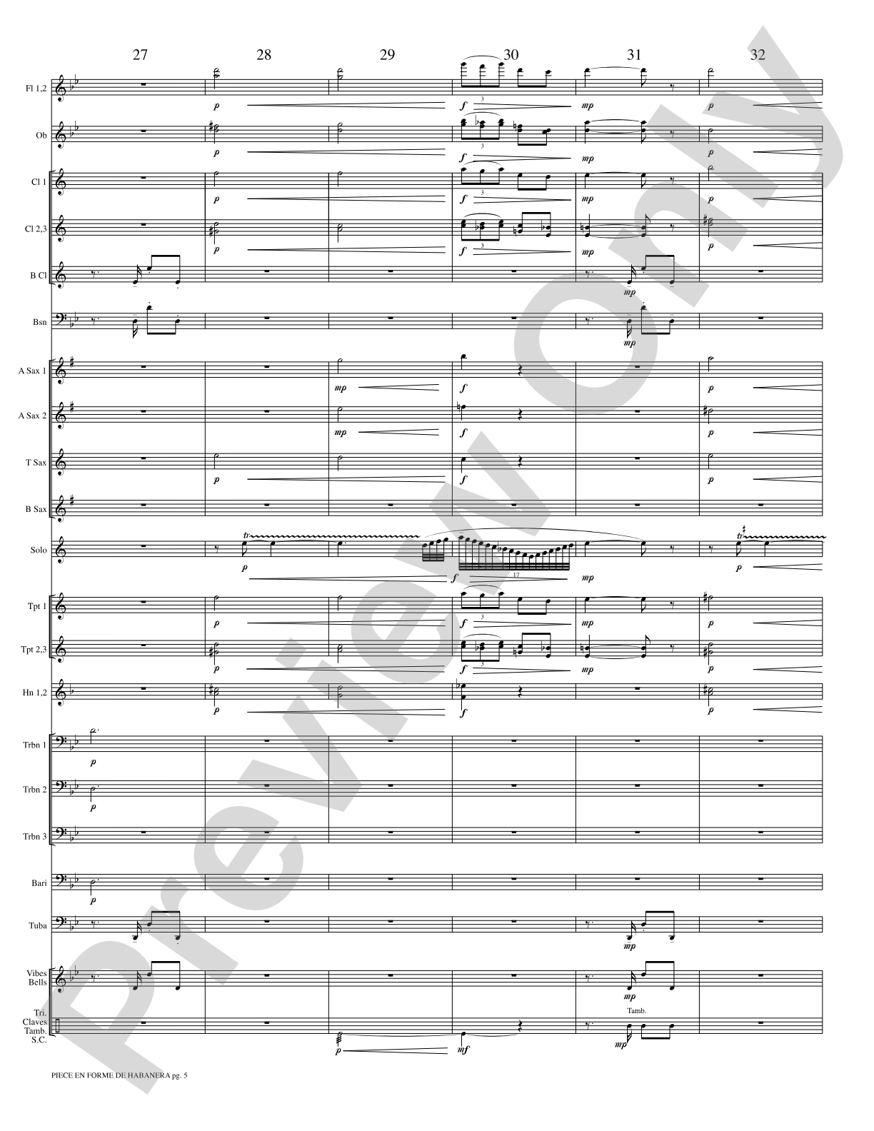 Piece en Forme de Habanera (Soloist and Concert Band): Concert Band Conductor Score & Parts
