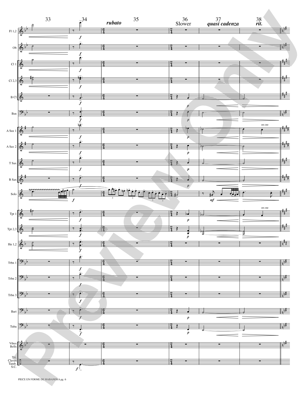 Piece en Forme de Habanera (Soloist and Concert Band): Concert Band Conductor Score & Parts