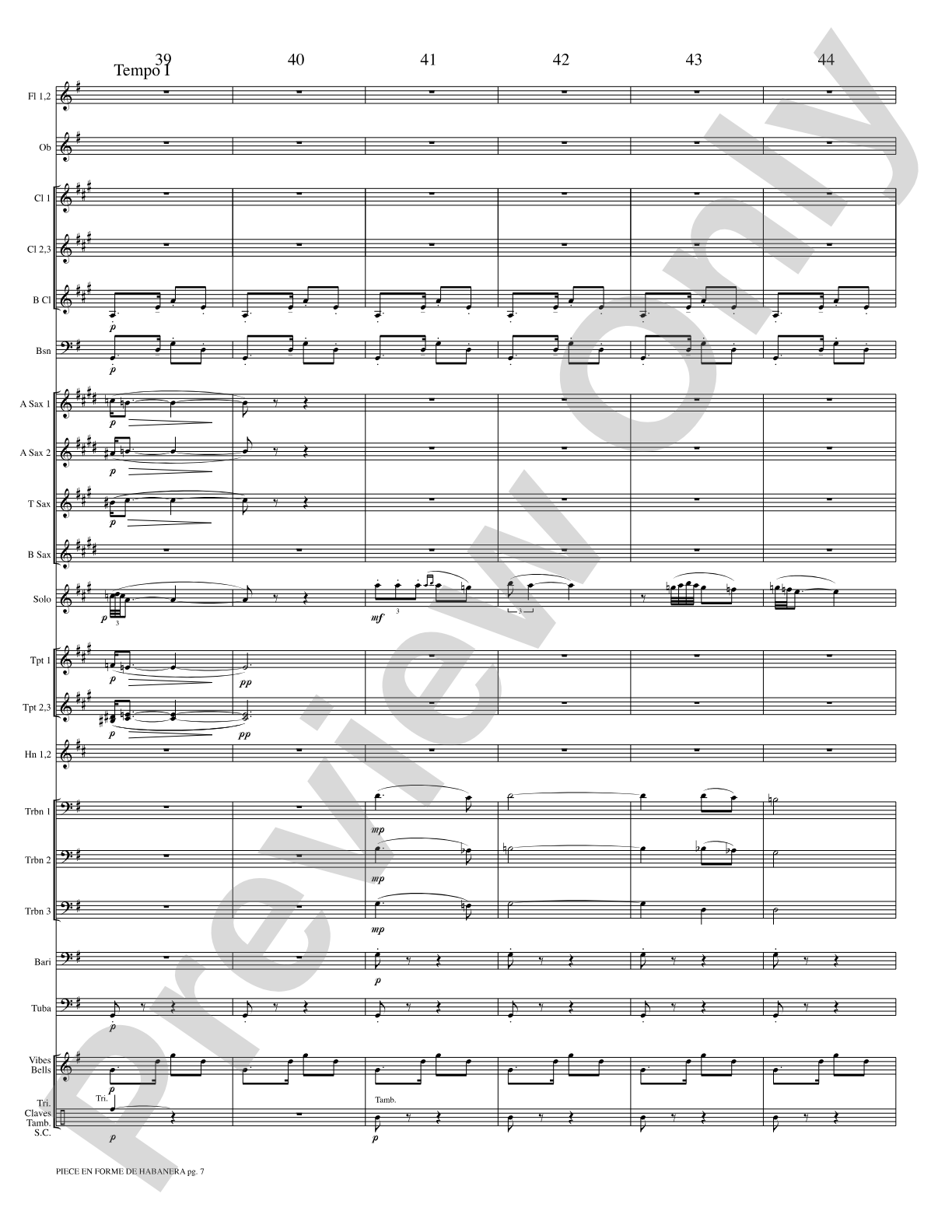 Piece en Forme de Habanera (Soloist and Concert Band): Concert Band Conductor Score & Parts