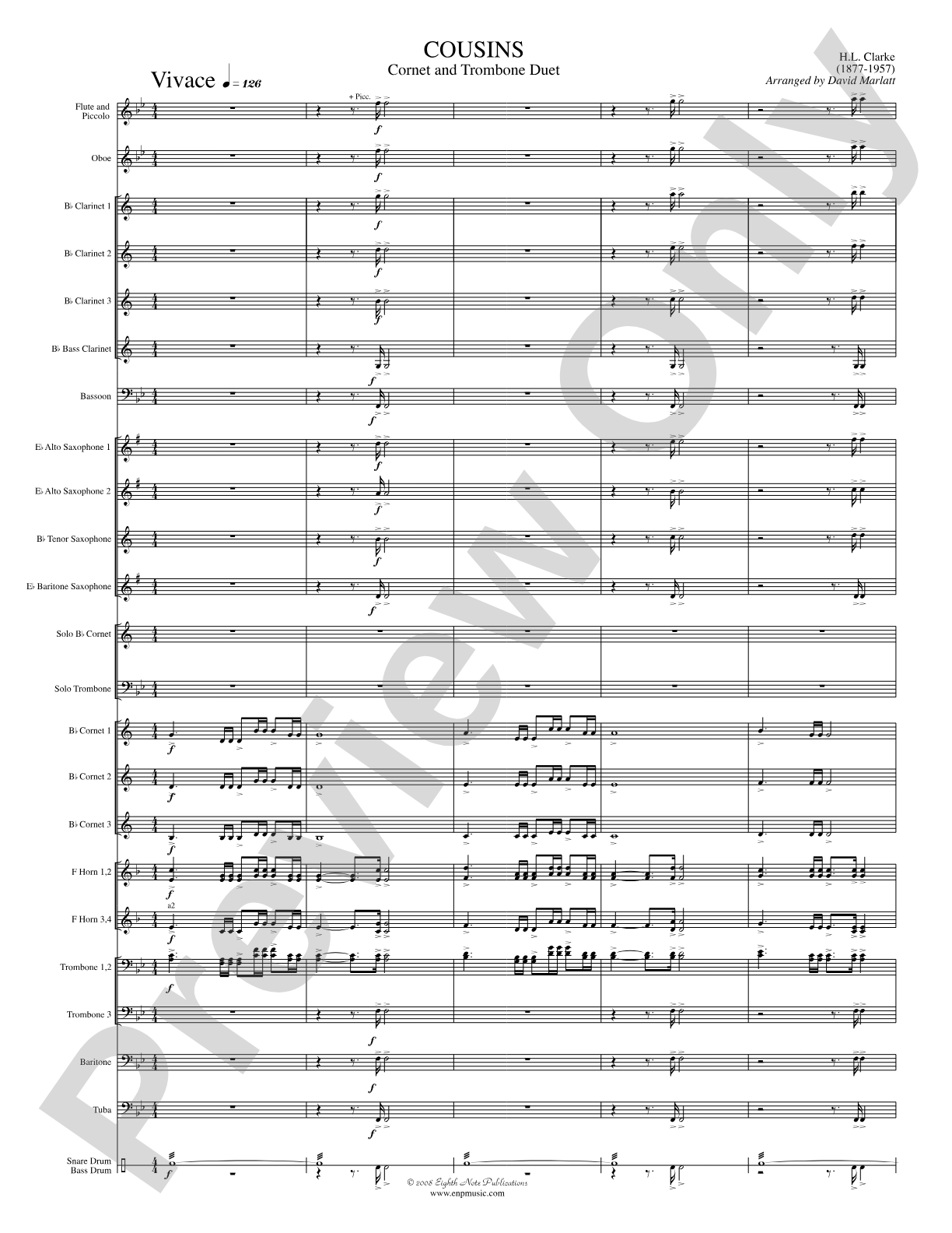Cousins (Cornet and Trombone Duet and Concert Band): Concert Band Conductor Score & Parts