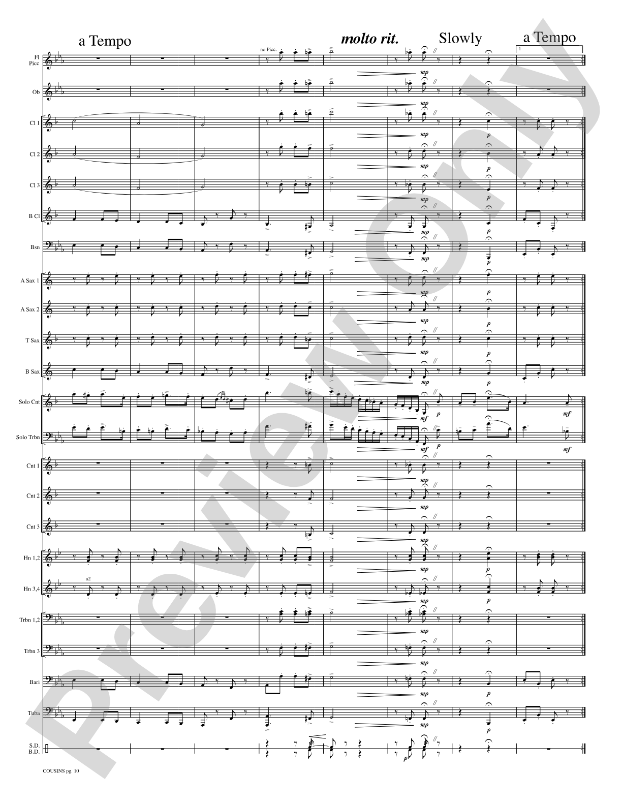 Cousins (Cornet and Trombone Duet and Concert Band): Concert Band Conductor Score & Parts