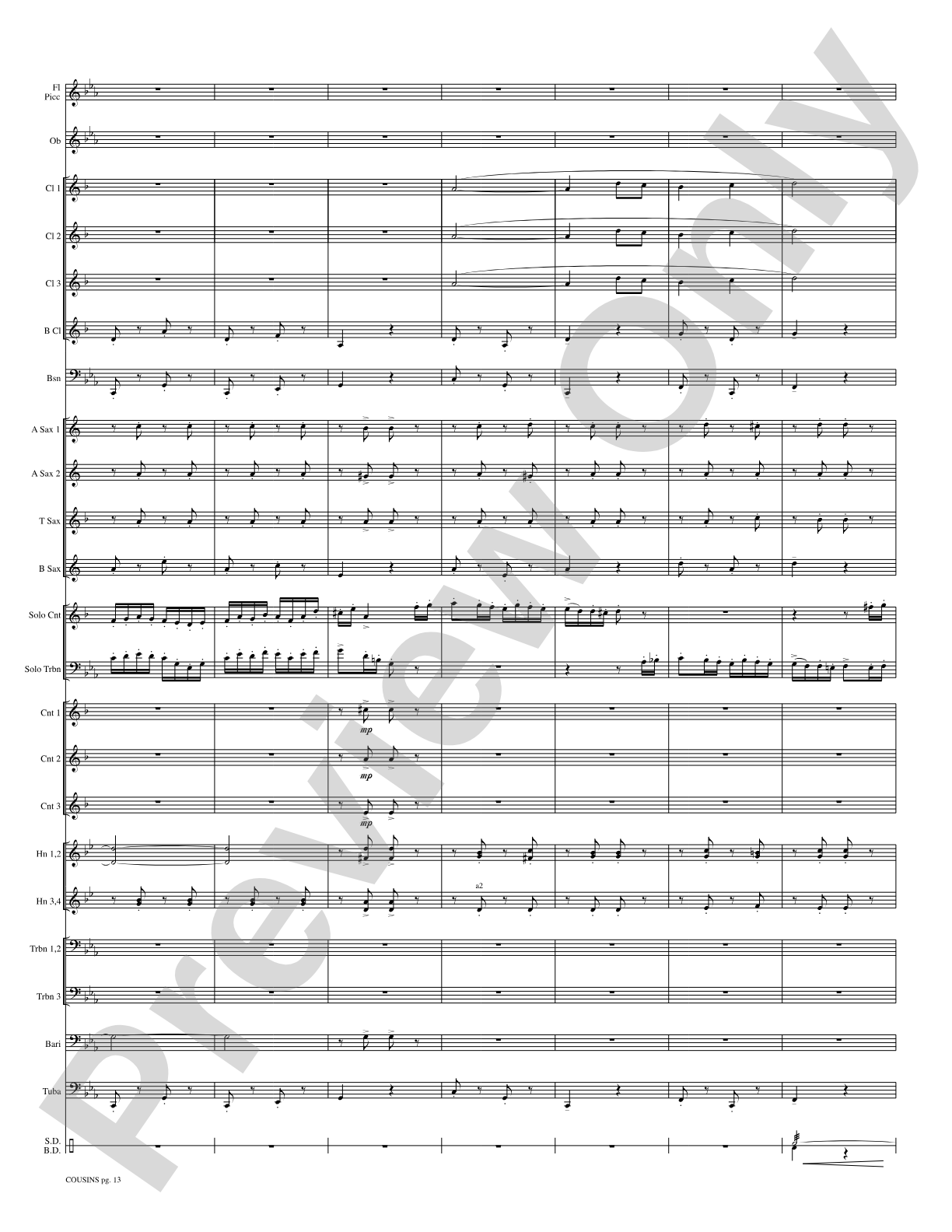 Cousins (Cornet and Trombone Duet and Concert Band): Concert Band Conductor Score & Parts