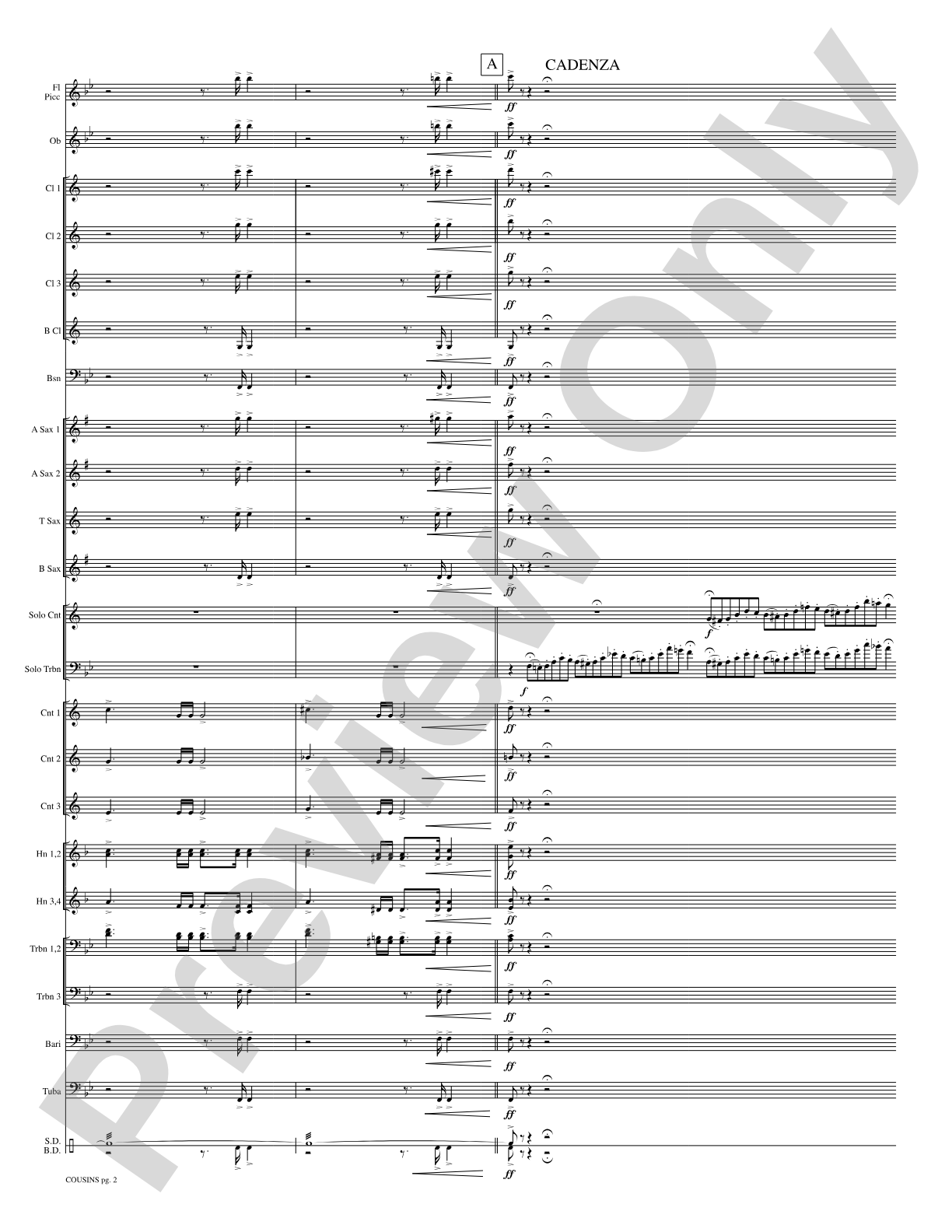 Cousins (Cornet and Trombone Duet and Concert Band): Concert Band Conductor Score & Parts