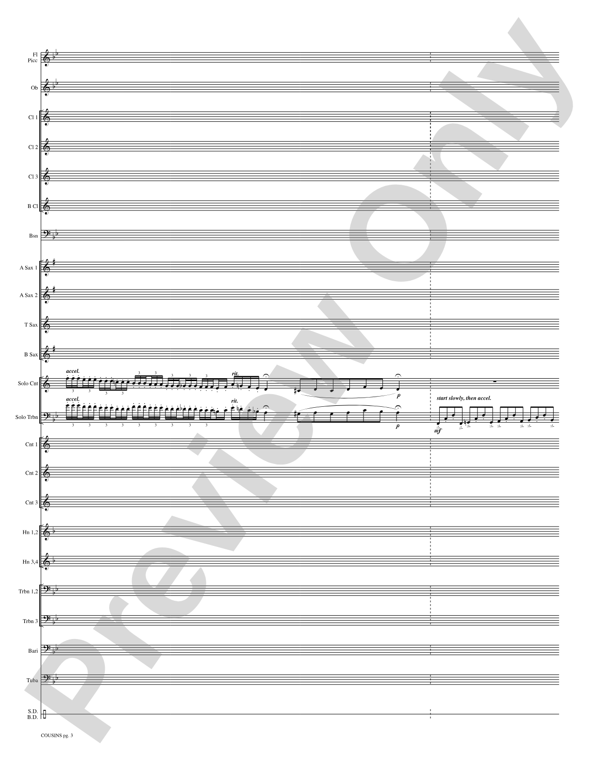 Cousins (Cornet and Trombone Duet and Concert Band): Concert Band Conductor Score & Parts