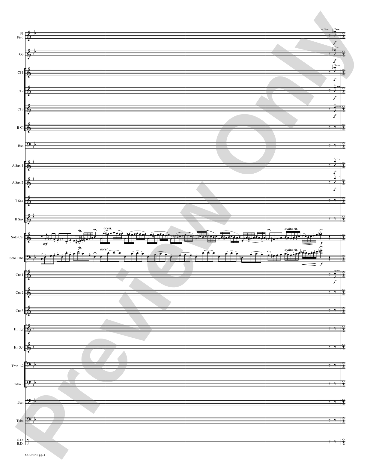 Cousins (Cornet and Trombone Duet and Concert Band): Concert Band Conductor Score & Parts