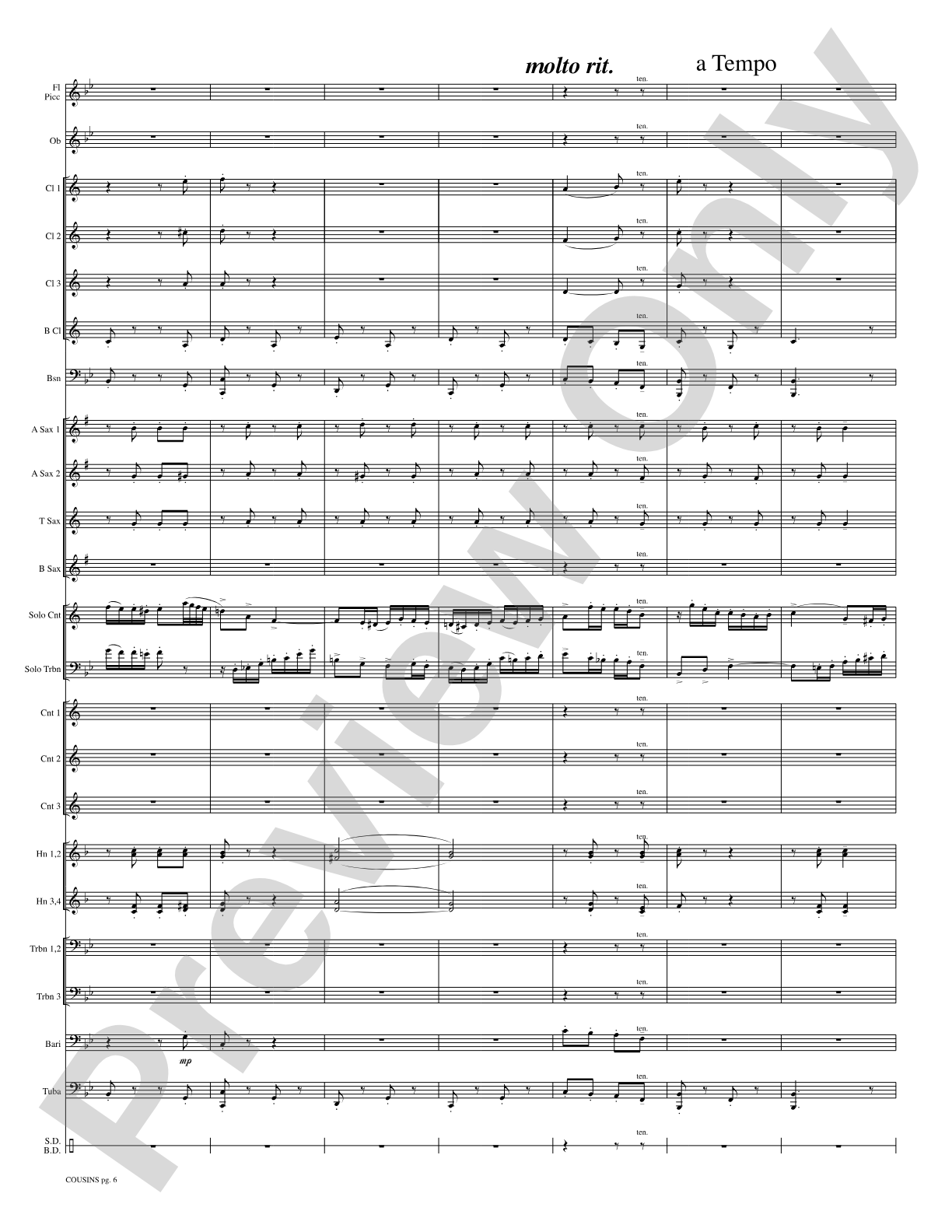 Cousins (Cornet and Trombone Duet and Concert Band): Concert Band Conductor Score & Parts