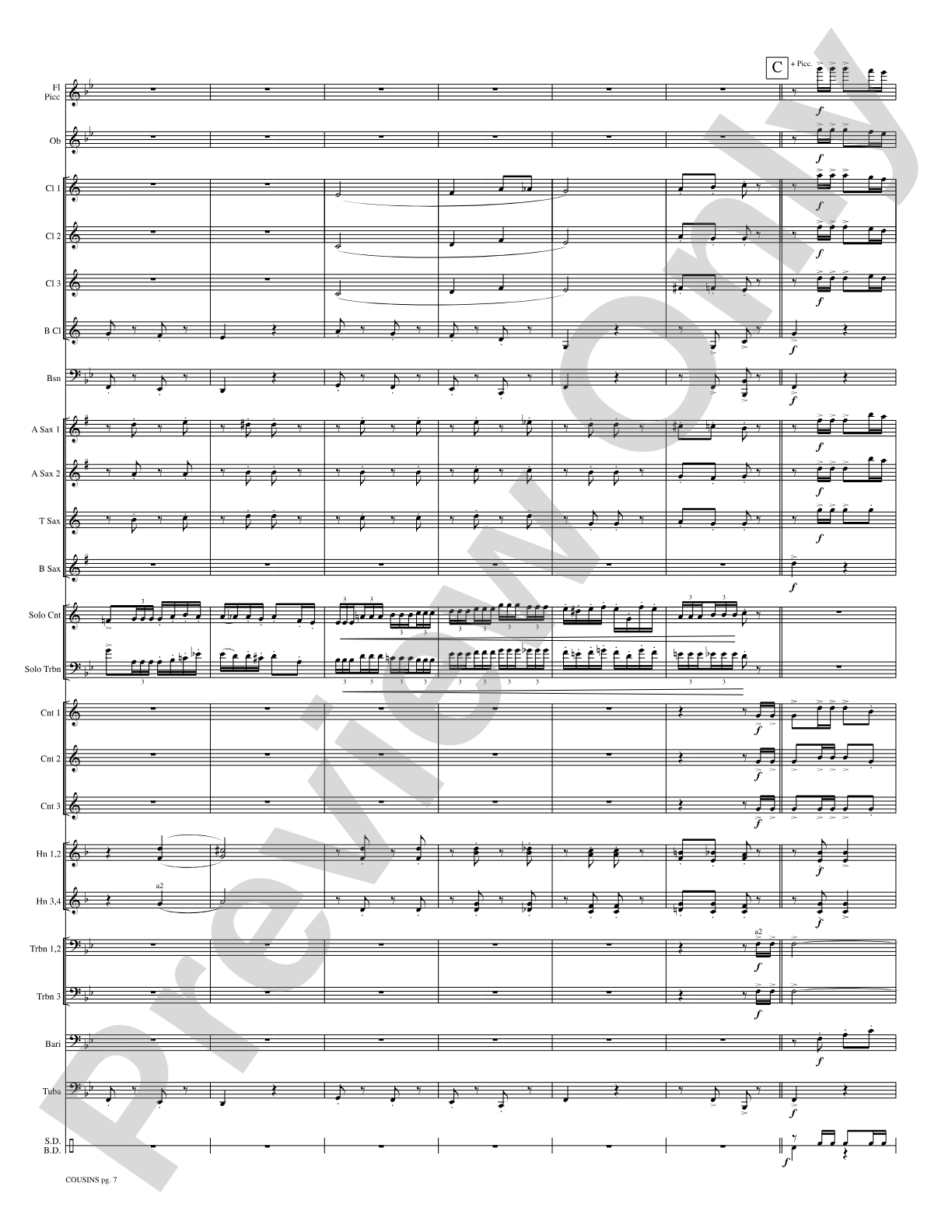 Cousins (Cornet and Trombone Duet and Concert Band): Concert Band Conductor Score & Parts