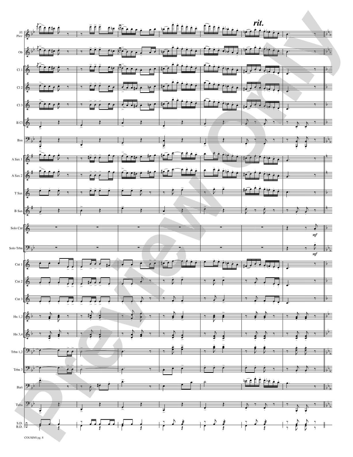 Cousins (Cornet and Trombone Duet and Concert Band): Concert Band Conductor Score & Parts