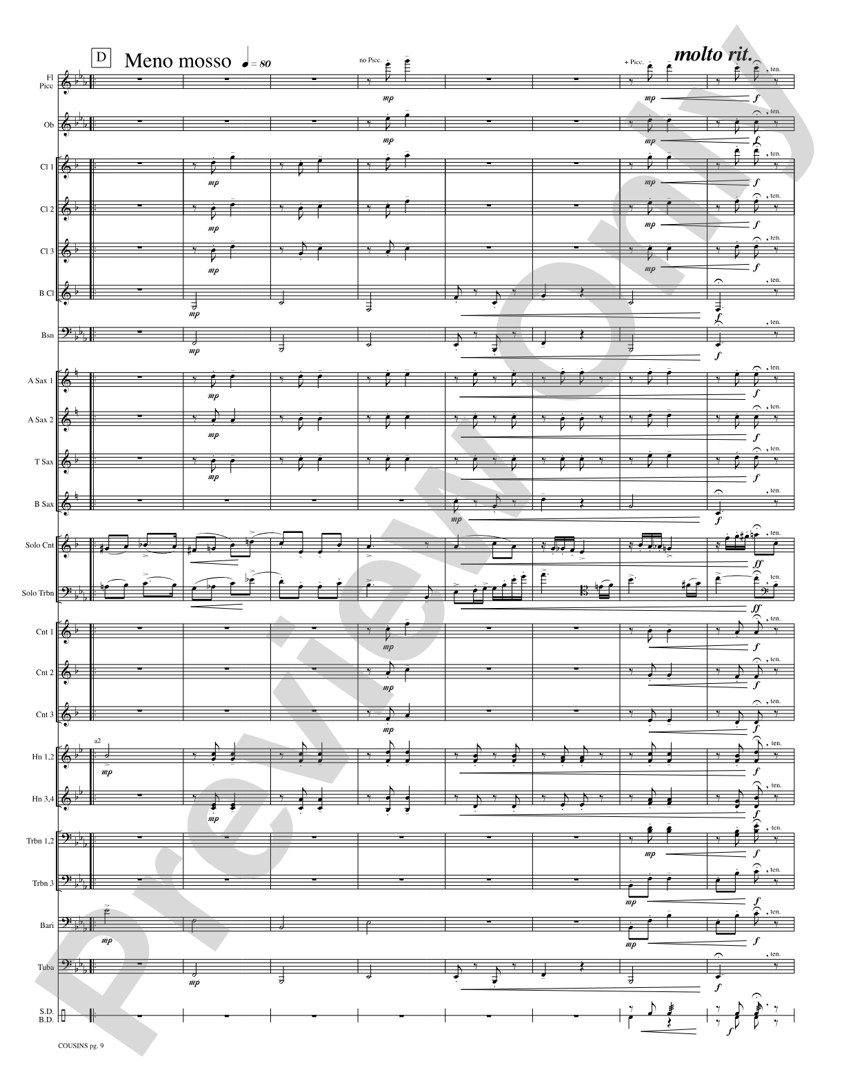 Cousins (Cornet and Trombone Duet and Concert Band): Concert Band Conductor Score & Parts