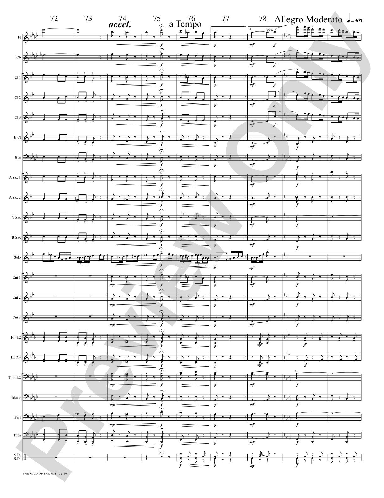 The Maid of the Mist (Solo Cornet and Concert Band): Concert Band Conductor Score & Parts