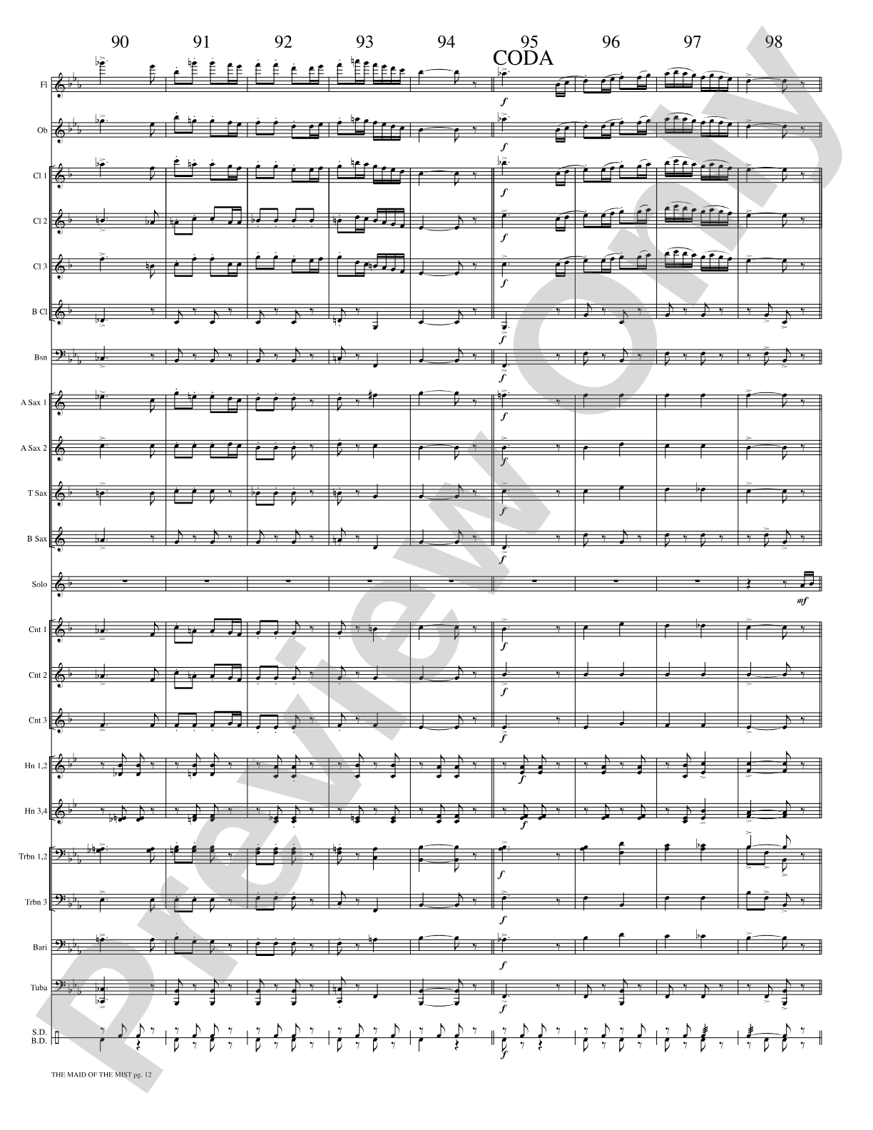 The Maid of the Mist (Solo Cornet and Concert Band): Concert Band Conductor Score & Parts