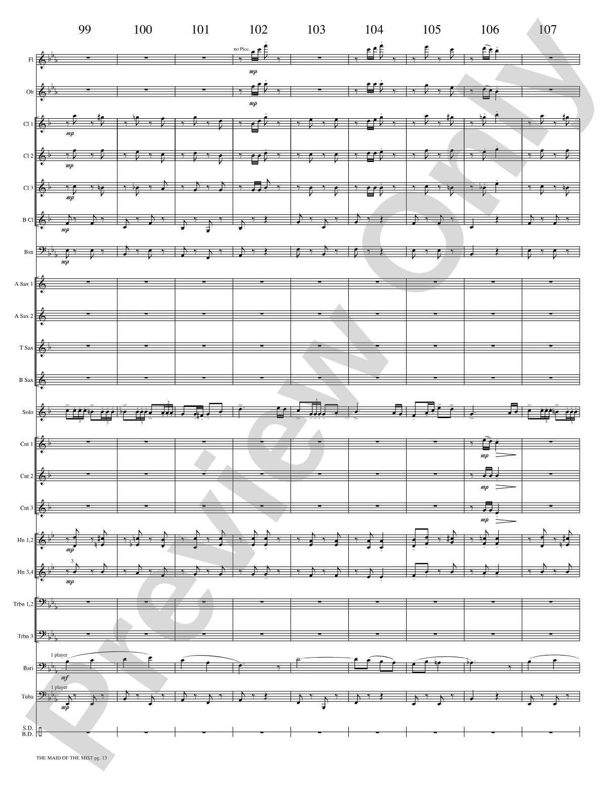 The Maid of the Mist (Solo Cornet and Concert Band): Concert Band Conductor Score & Parts