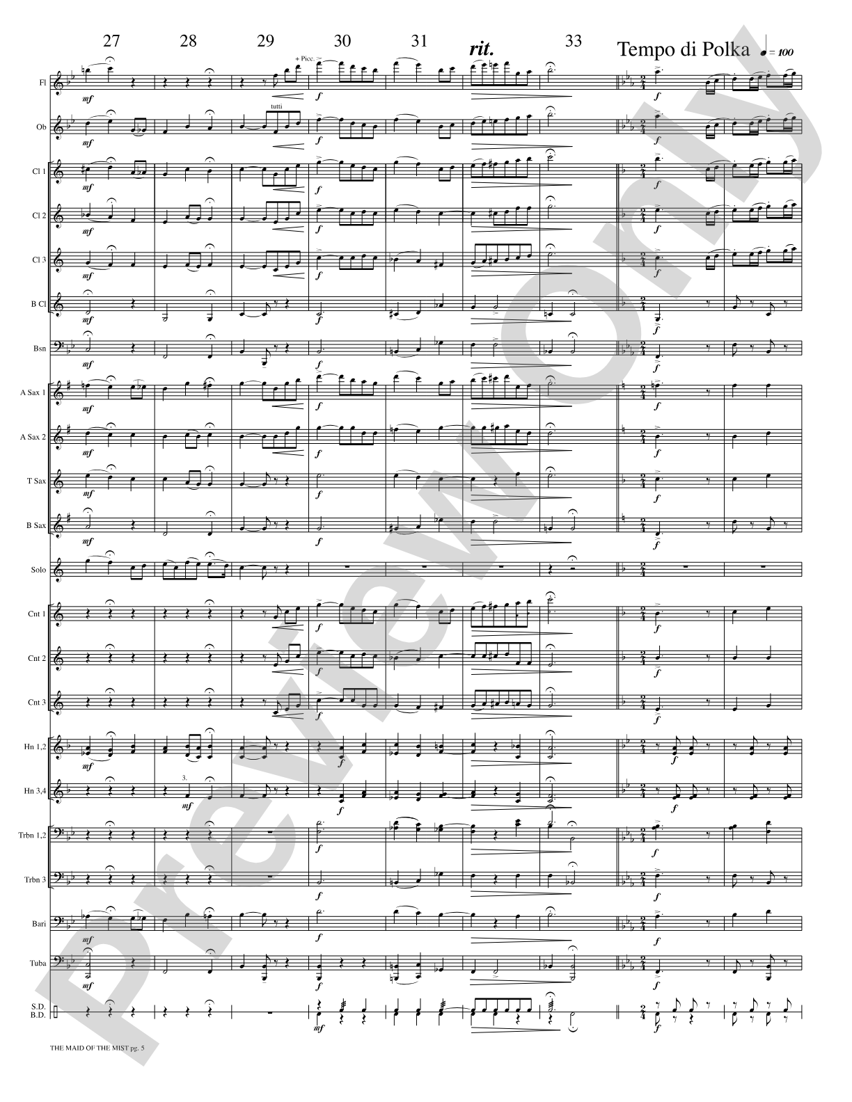 The Maid of the Mist (Solo Cornet and Concert Band): Concert Band Conductor Score & Parts