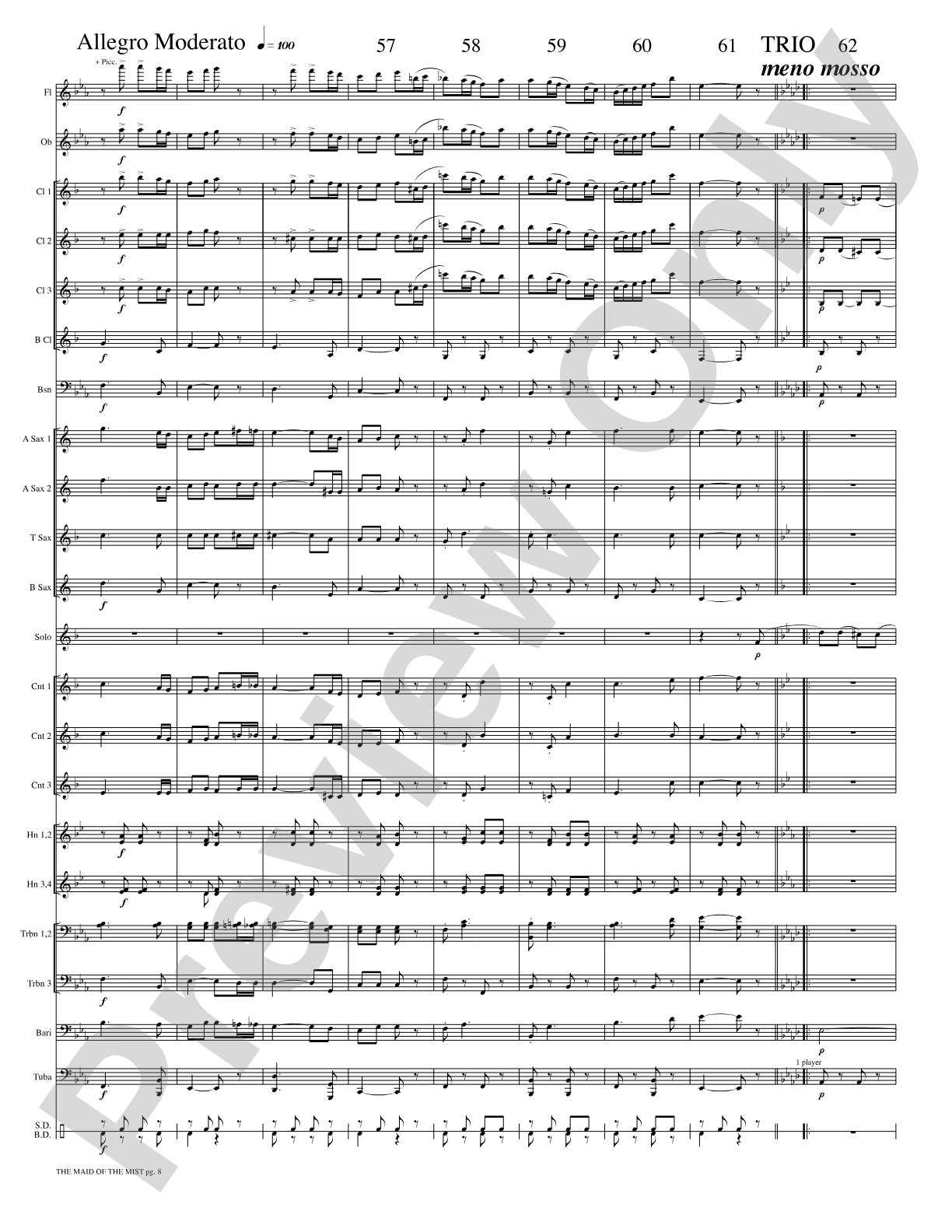 The Maid of the Mist (Solo Cornet and Concert Band): Concert Band Conductor Score & Parts