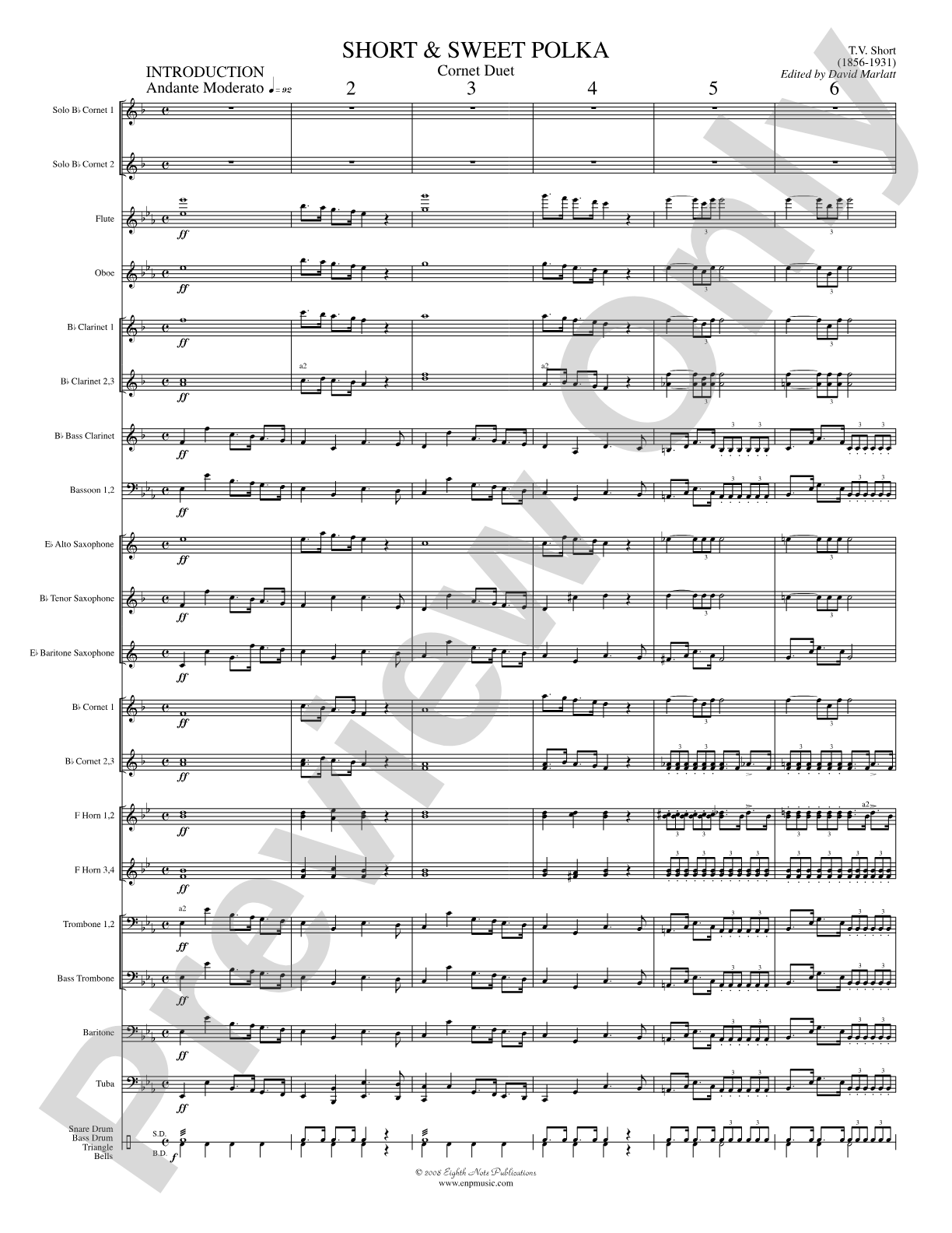 Short and Sweet (Cornet Duet and Concert Band): Concert Band Conductor Score & Parts