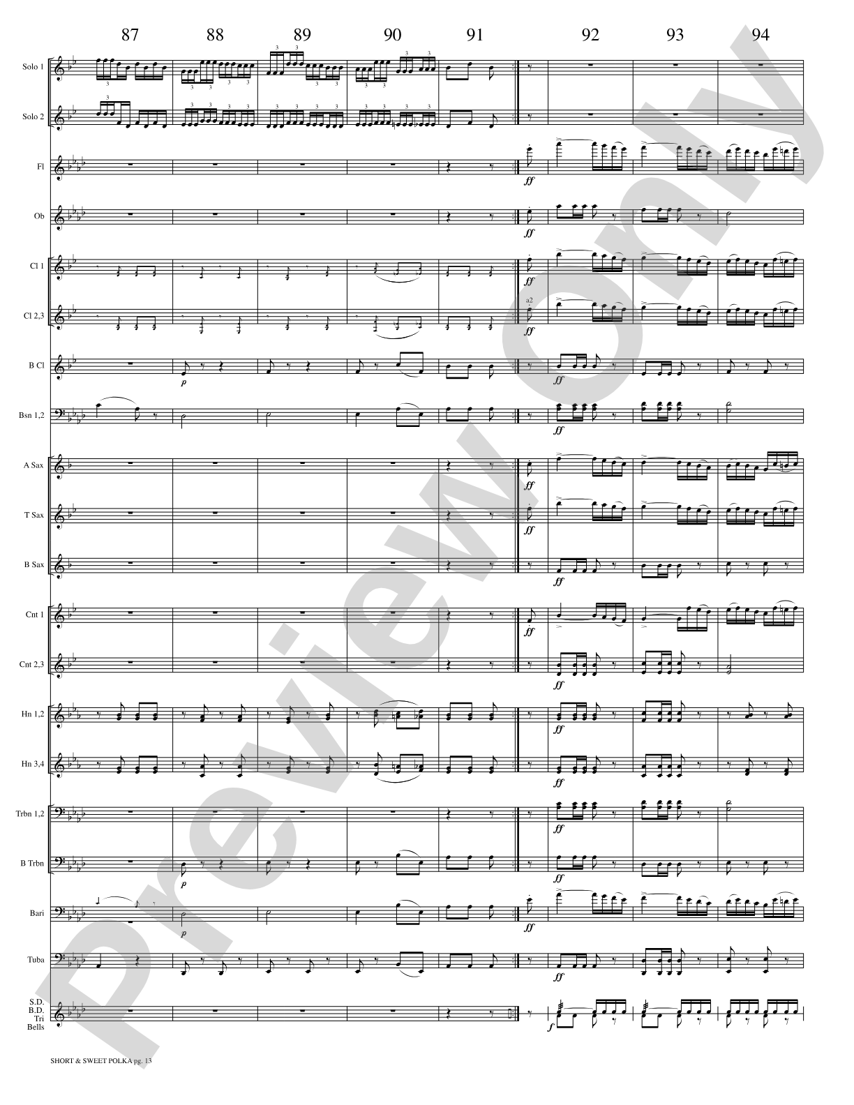 Short and Sweet (Cornet Duet and Concert Band): Concert Band Conductor Score & Parts