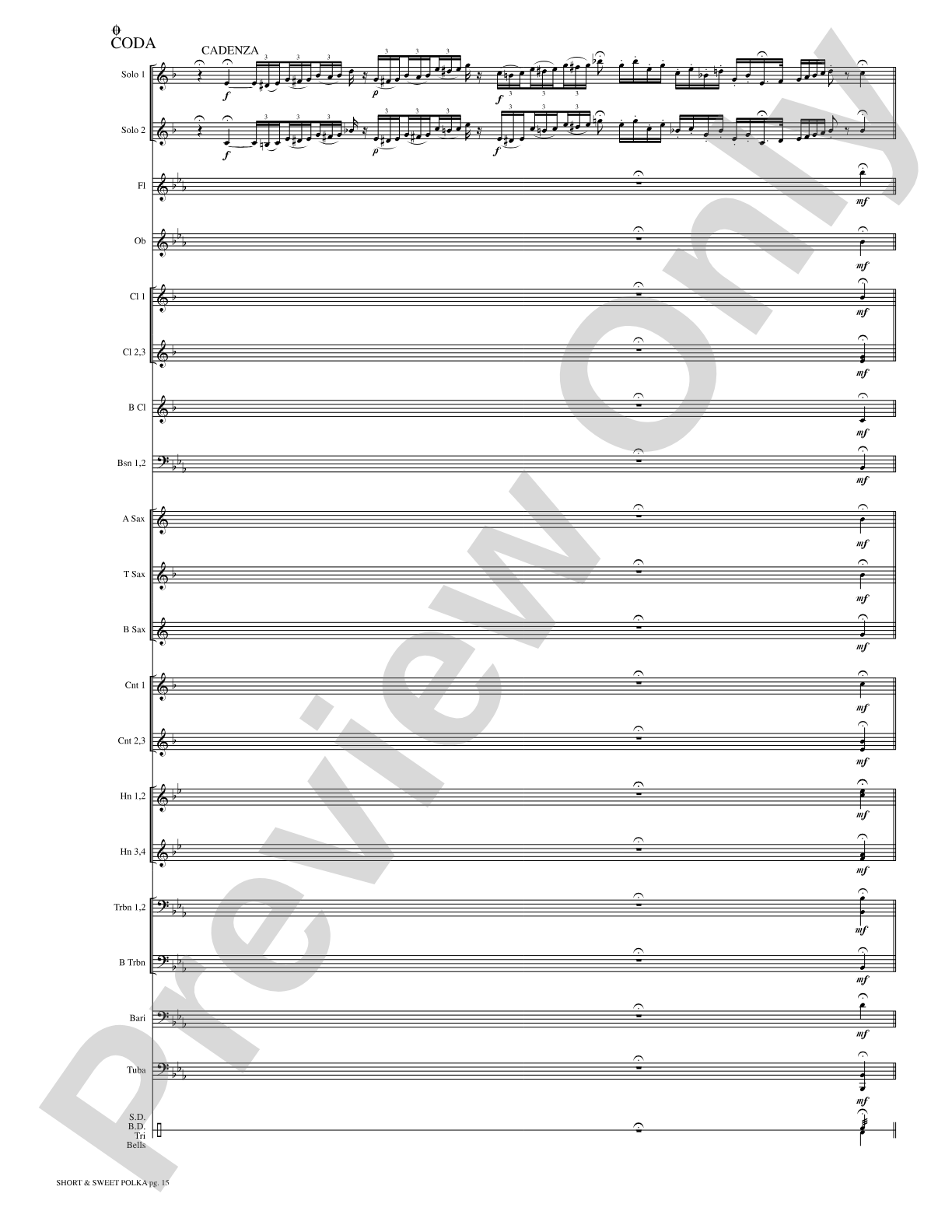 Short and Sweet (Cornet Duet and Concert Band): Concert Band Conductor Score & Parts