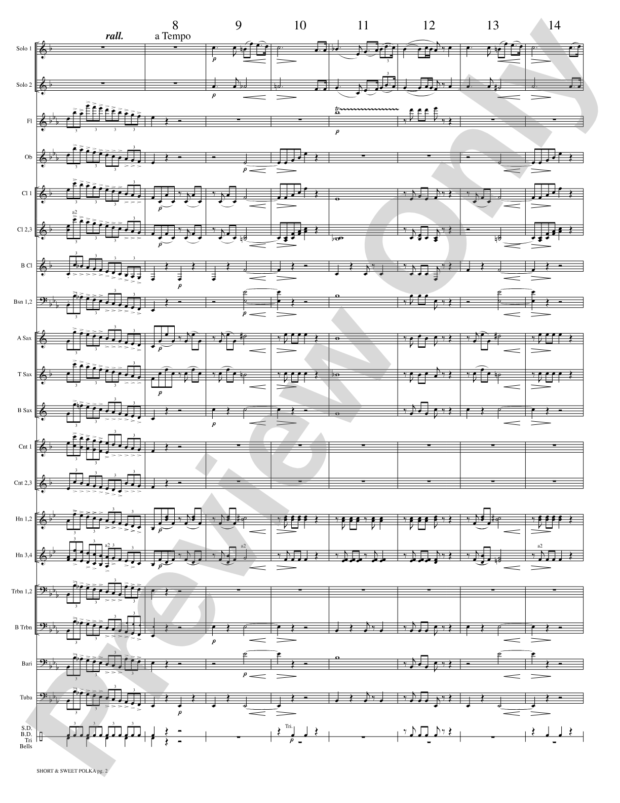 Short and Sweet (Cornet Duet and Concert Band): Concert Band Conductor Score & Parts