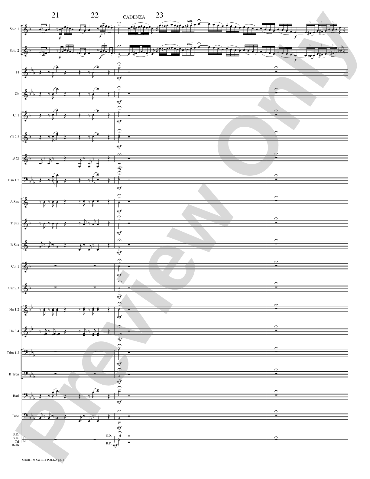 Short and Sweet (Cornet Duet and Concert Band): Concert Band Conductor Score & Parts