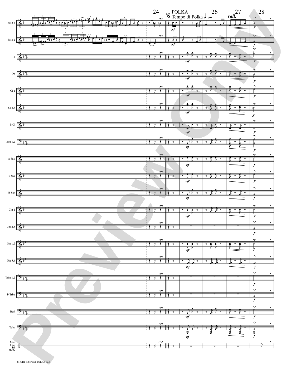 Short and Sweet (Cornet Duet and Concert Band): Concert Band Conductor Score & Parts