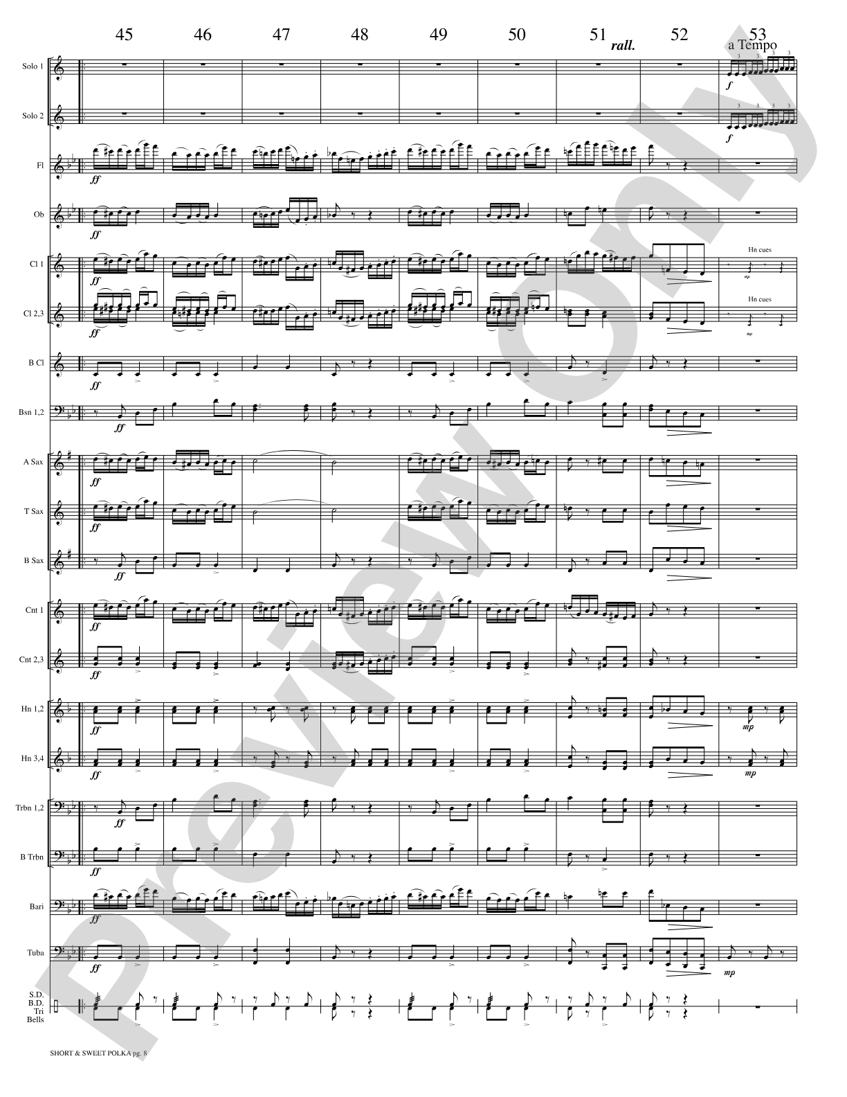 Short and Sweet (Cornet Duet and Concert Band): Concert Band Conductor Score & Parts