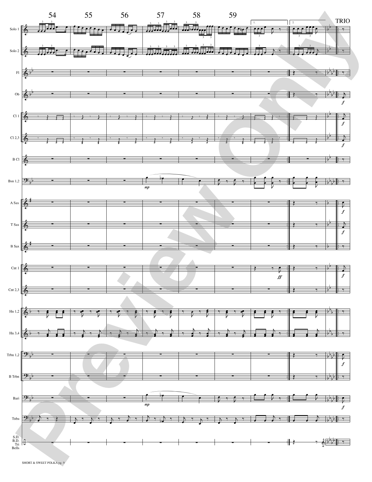 Short and Sweet (Cornet Duet and Concert Band): Concert Band Conductor Score & Parts