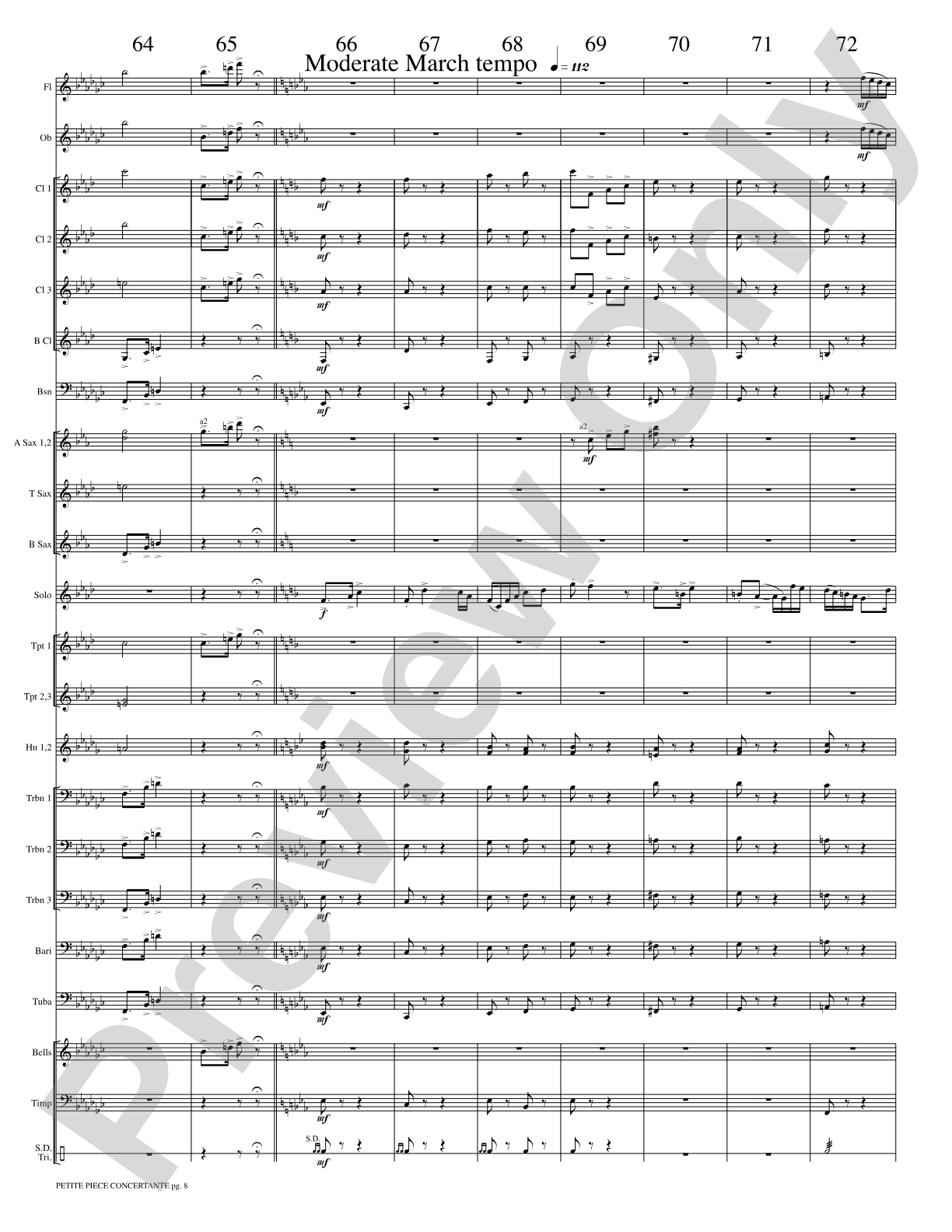 Petite Piece Concertante (Little Concert Piece) (Solo Cornet and Concert Band): Concert Band Conductor Score & Parts