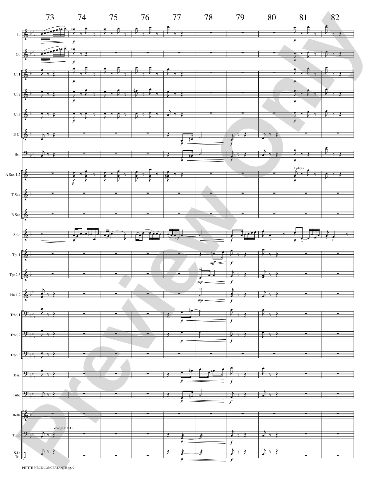 Petite Piece Concertante (Little Concert Piece) (Solo Cornet and Concert Band): Concert Band Conductor Score & Parts