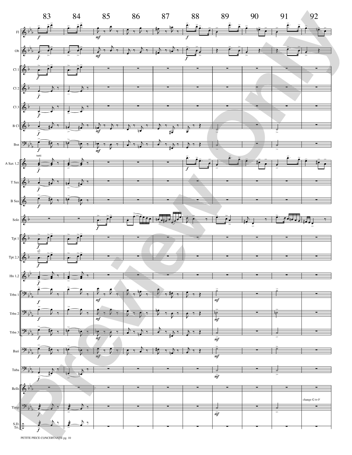 Petite Piece Concertante (Little Concert Piece) (Solo Cornet and Concert Band): Concert Band Conductor Score & Parts