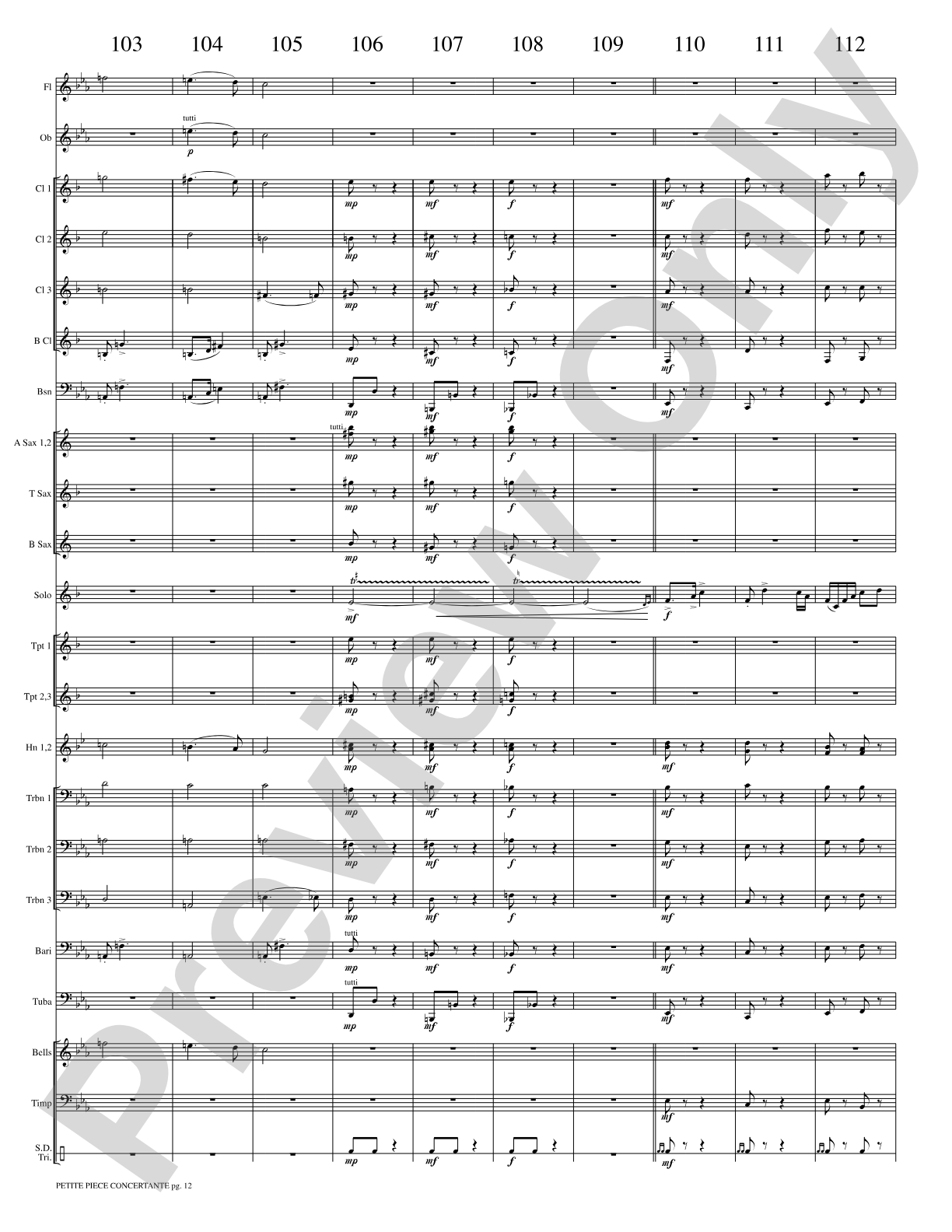 Petite Piece Concertante (Little Concert Piece) (Solo Cornet and Concert Band): Concert Band Conductor Score & Parts