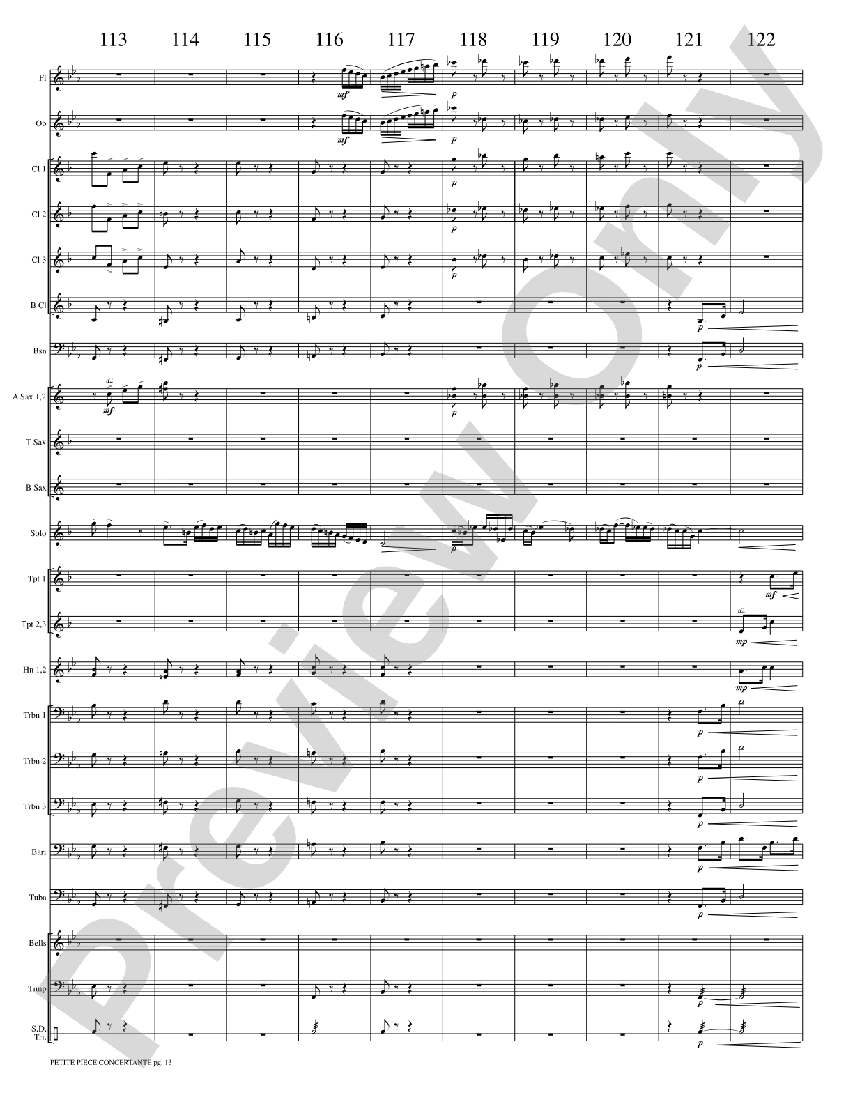 Petite Piece Concertante (Little Concert Piece) (Solo Cornet and Concert Band): Concert Band Conductor Score & Parts