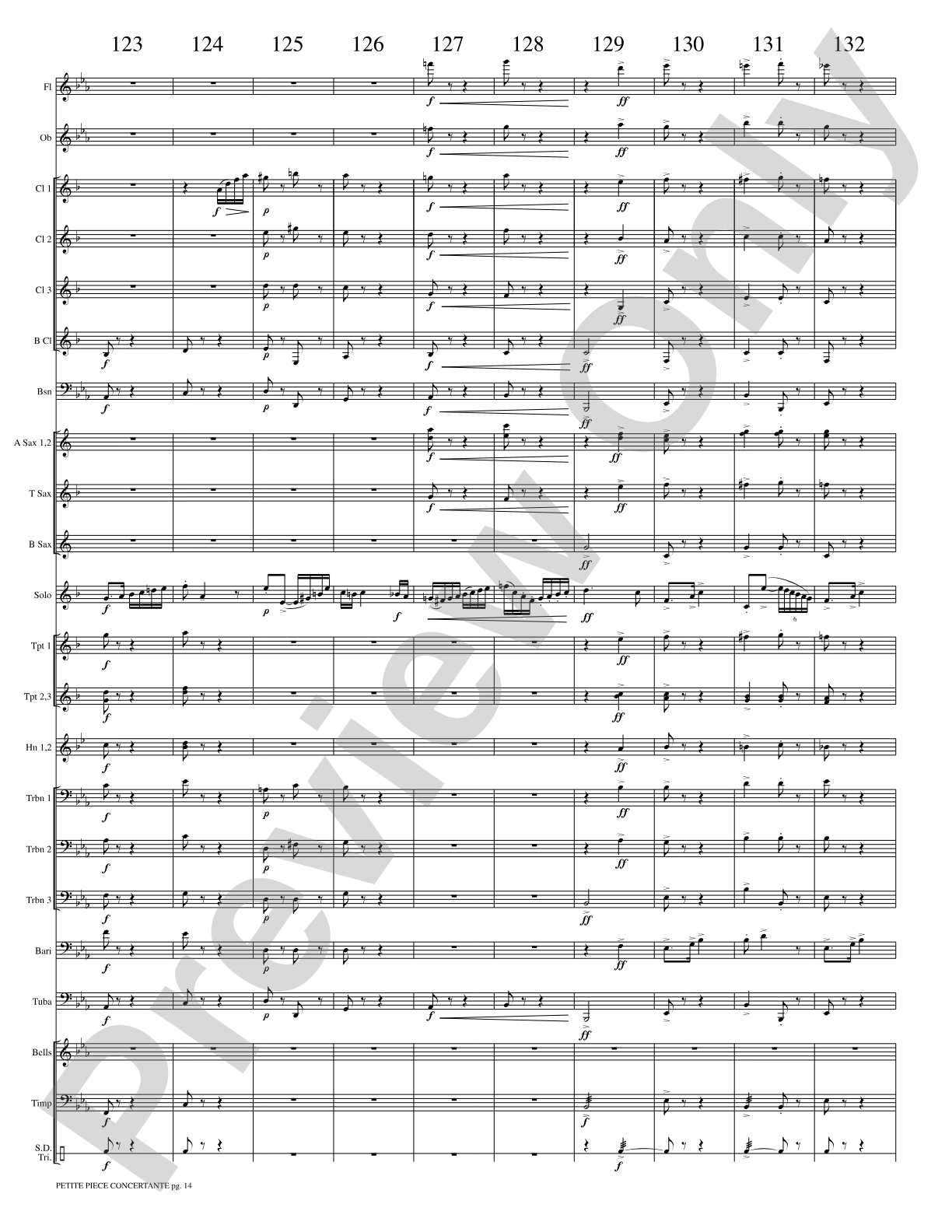 Petite Piece Concertante (Little Concert Piece) (Solo Cornet and Concert Band): Concert Band Conductor Score & Parts