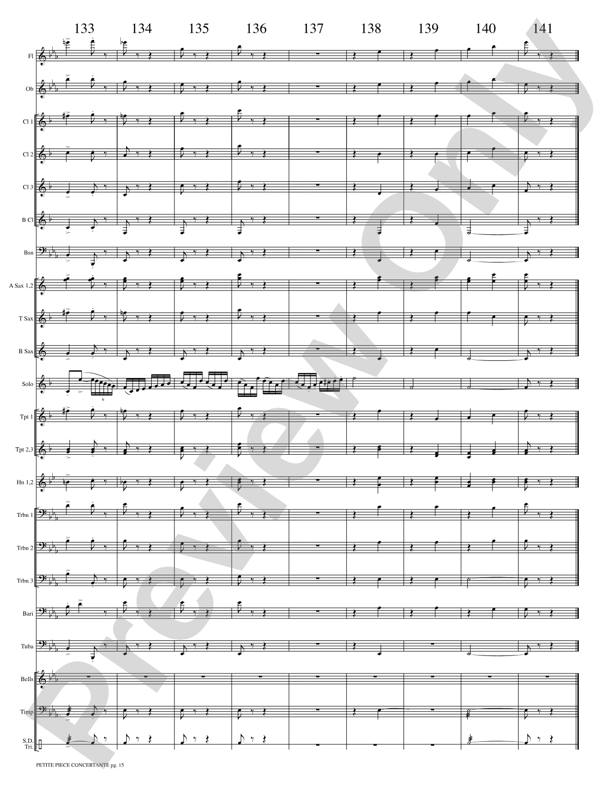 Petite Piece Concertante (Little Concert Piece) (Solo Cornet and Concert Band): Concert Band Conductor Score & Parts