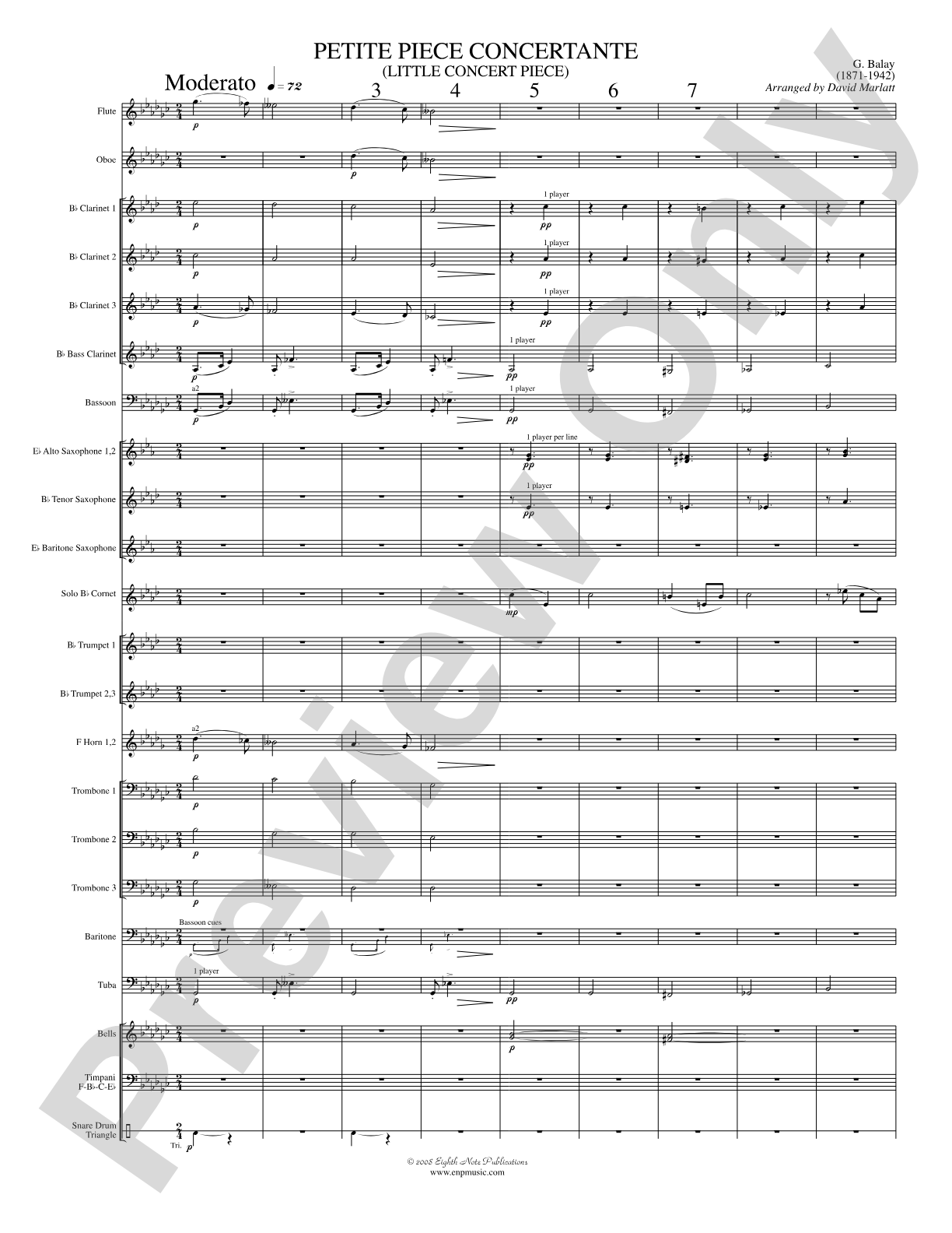Petite Piece Concertante (Little Concert Piece) (Solo Cornet and Concert Band): Concert Band Conductor Score & Parts