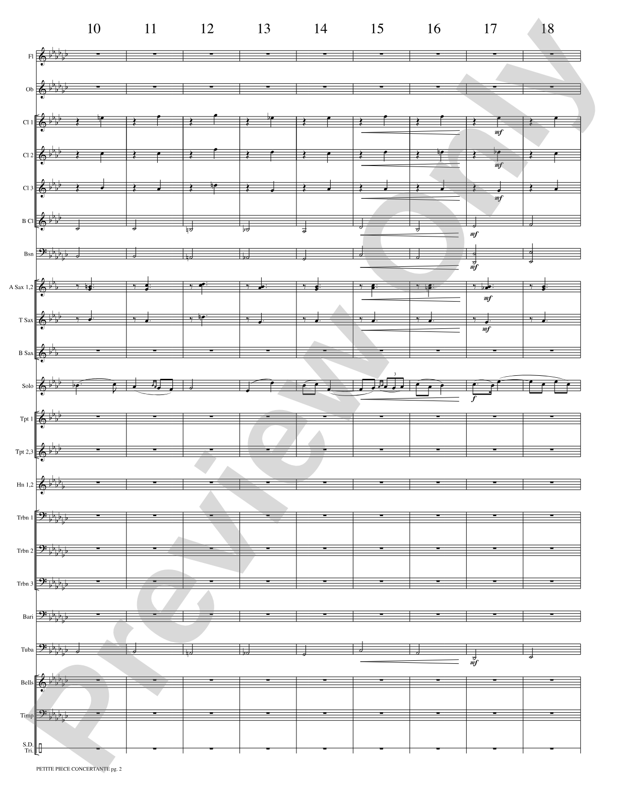 Petite Piece Concertante (Little Concert Piece) (Solo Cornet and Concert Band): Concert Band Conductor Score & Parts