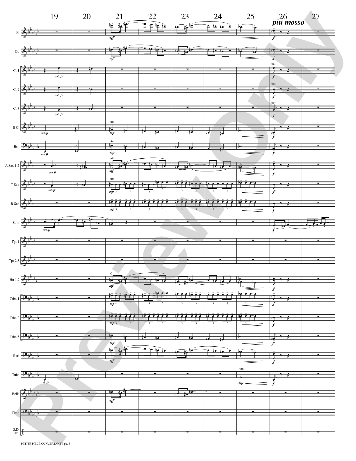 Petite Piece Concertante (Little Concert Piece) (Solo Cornet and Concert Band): Concert Band Conductor Score & Parts