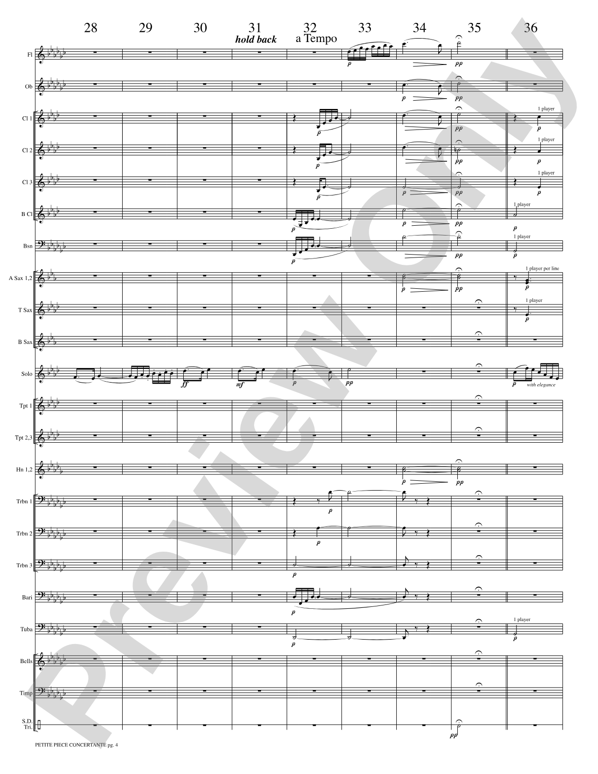 Petite Piece Concertante (Little Concert Piece) (Solo Cornet and Concert Band): Concert Band Conductor Score & Parts