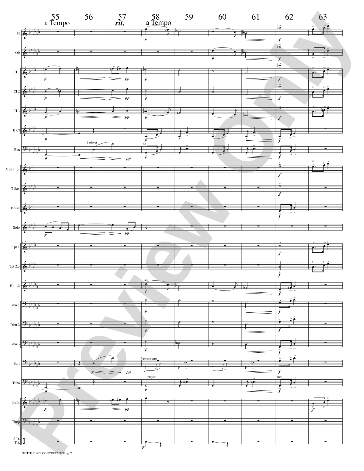 Petite Piece Concertante (Little Concert Piece) (Solo Cornet and Concert Band): Concert Band Conductor Score & Parts